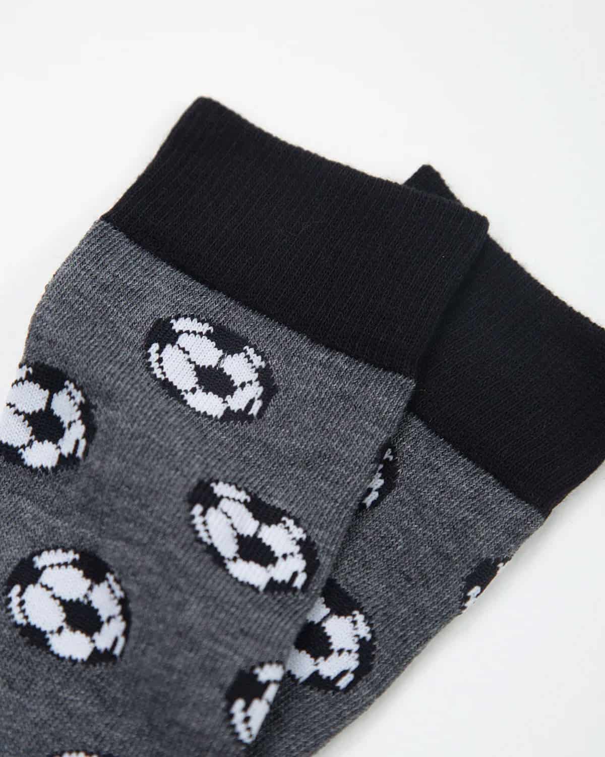 Medias Algodón Estampado Balón Fútbol  - Fondo Gris - miniatura 2