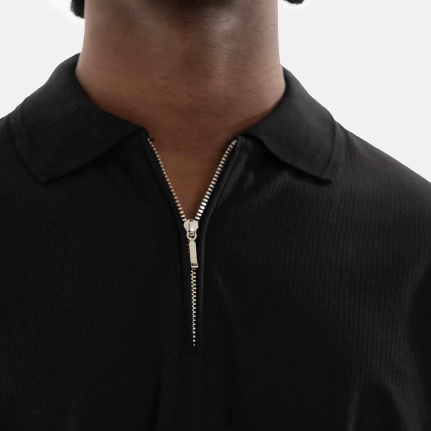 Zip Polo Sweatshirt Black - miniatura 7