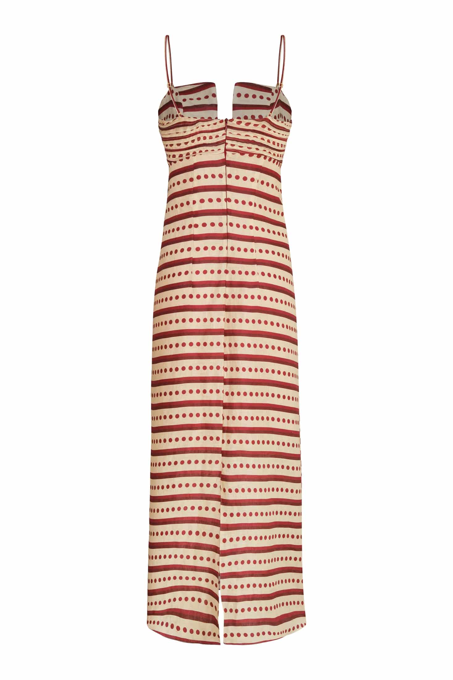 Antigüa Linen Midi Dress / Red Stripes - miniatura 3