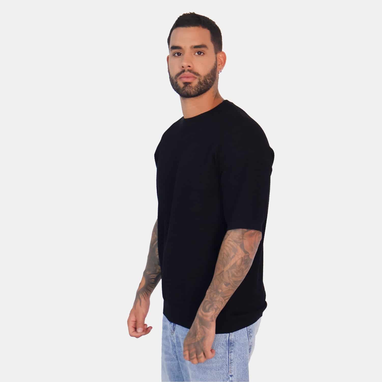 Textured Knit Tee Black - miniatura 2