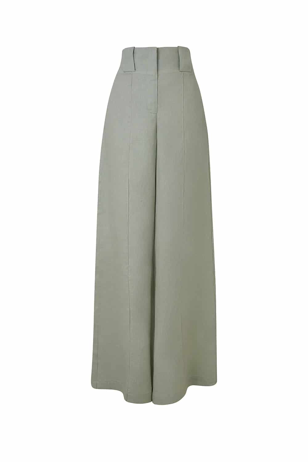 Pantalon New paulette Verde salvia lino - miniatura 1