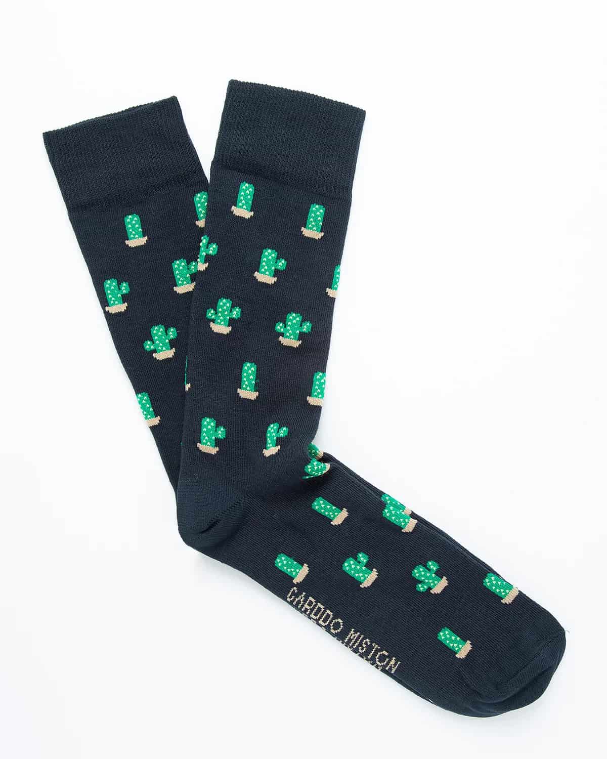 Medias Algodón Estampado Cactus - Fondo Azul - miniatura 3