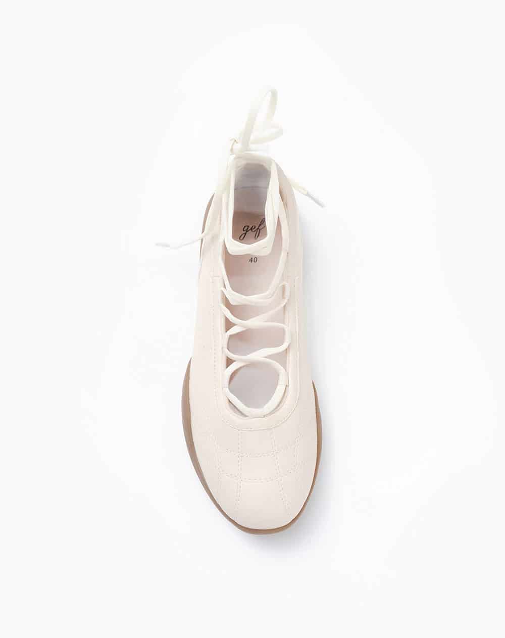 Baletas cordones beige mujer - miniatura 4