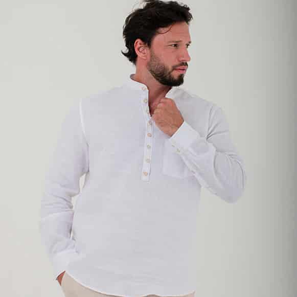 CAMISA ML 100% LINO CUELLO NERU HOMBRE - miniatura 8