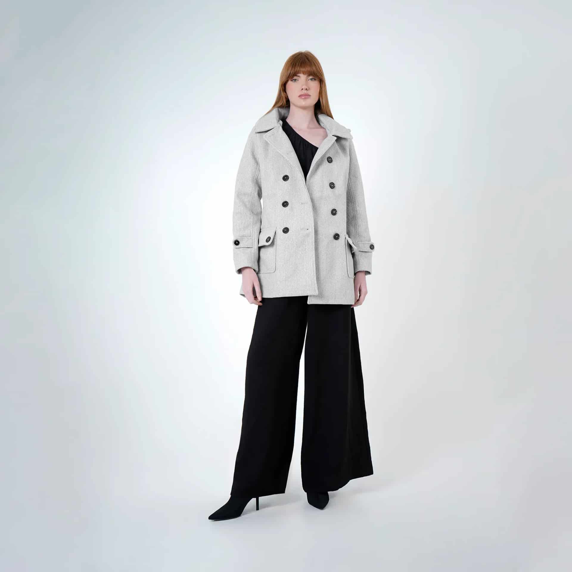Chaqueta abrigo trench cruzado cuello solapa con capucha - miniatura 7