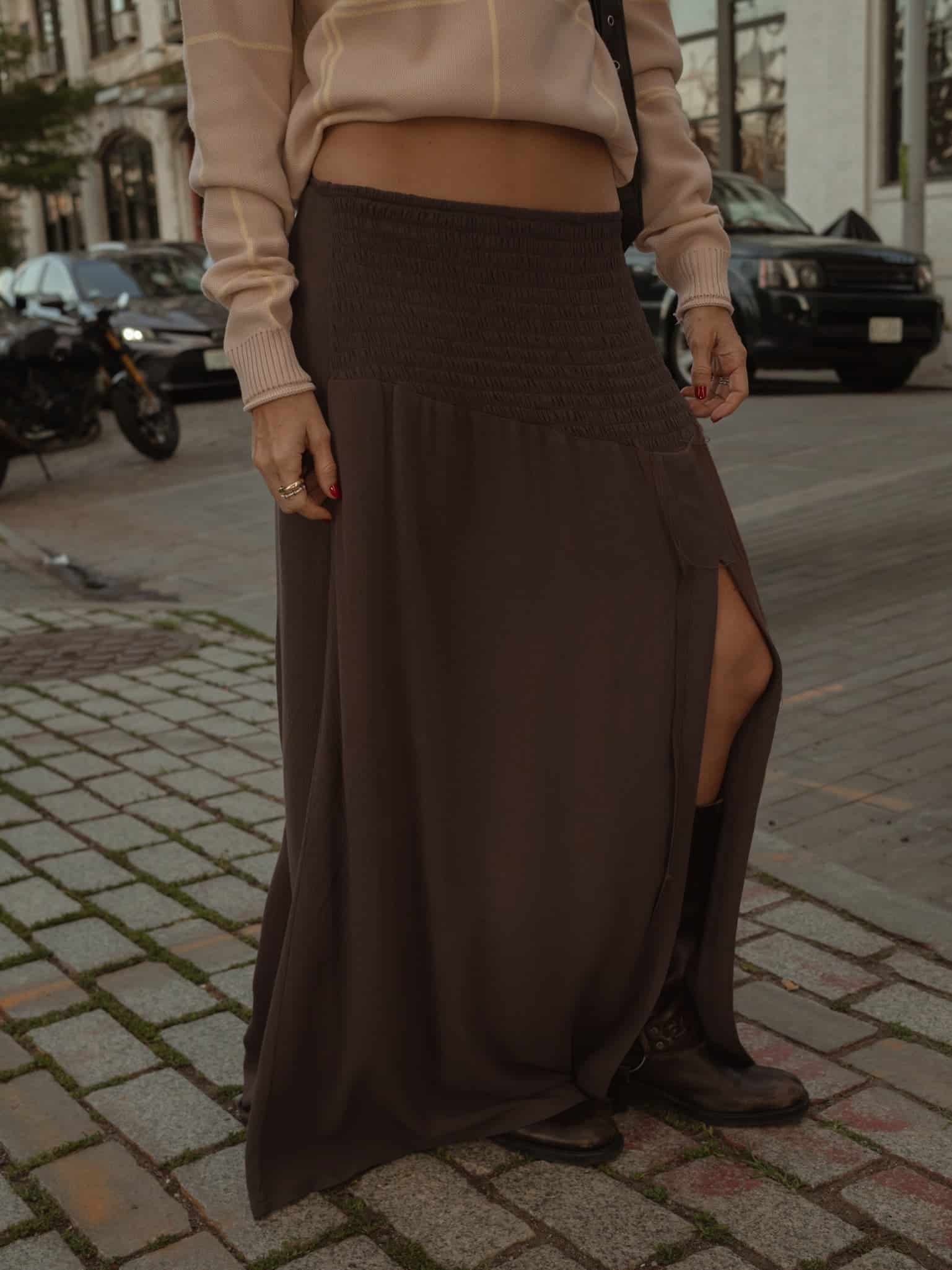 BOHO MAXI SKIRT - BROWN - miniatura 1