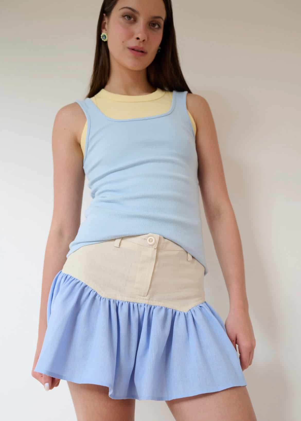 SAND STRIPE MINI SKIRT (SKY) - miniatura 5