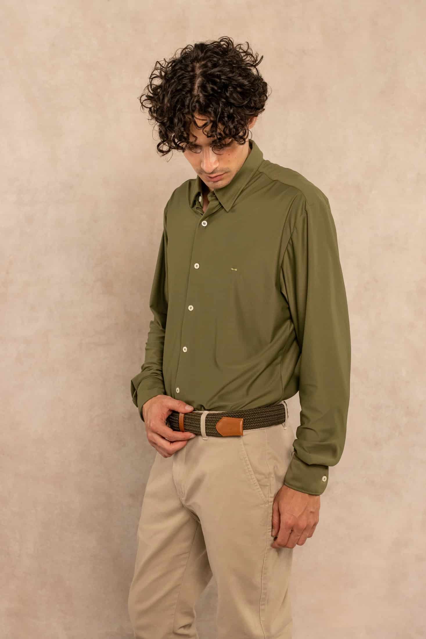 Camisa Performance Oxford Verde Militar - miniatura 4