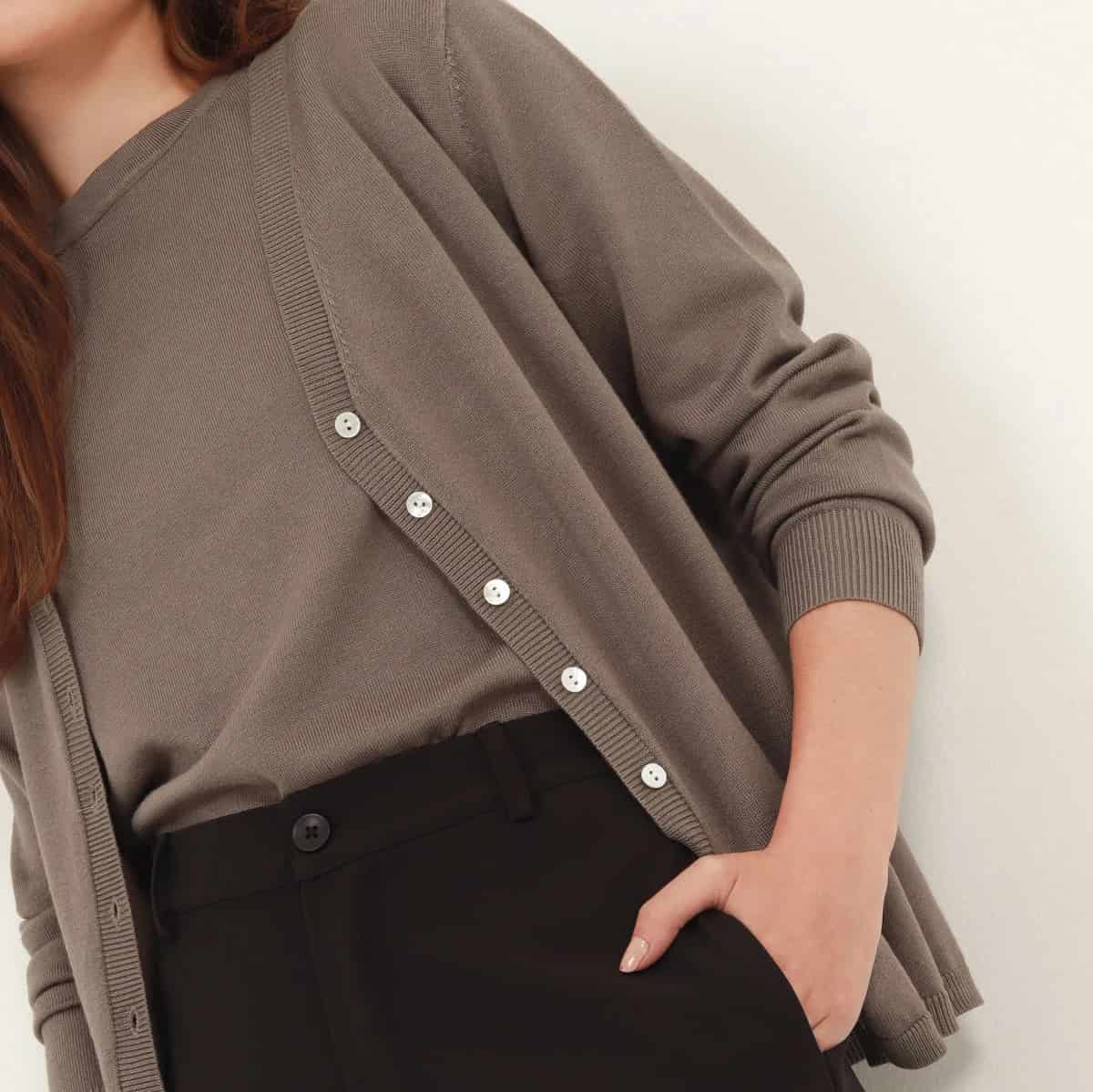 Sweater cardigan con botones manga larga - miniatura 7