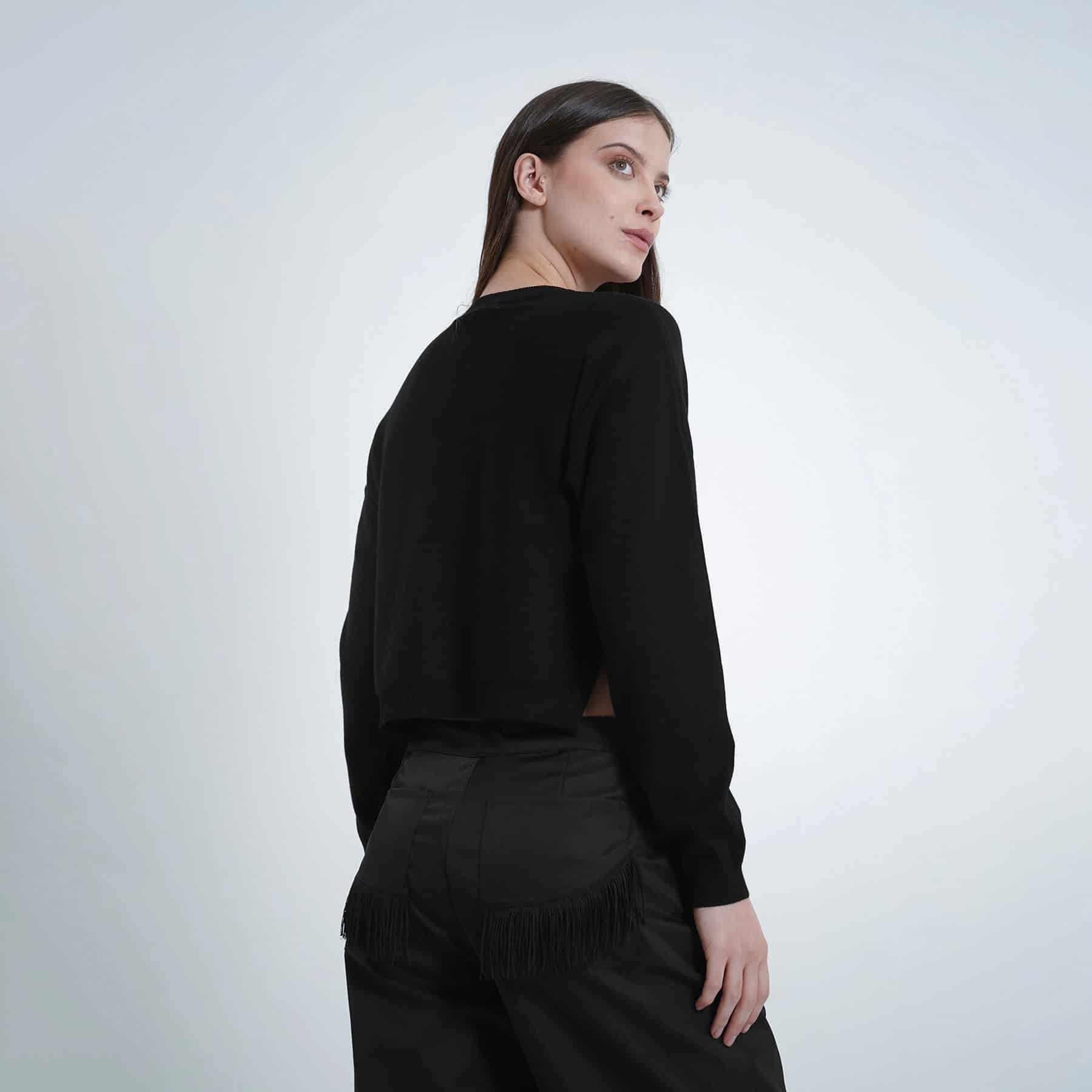 Sweater crop cuello redondo manga larga - miniatura 4