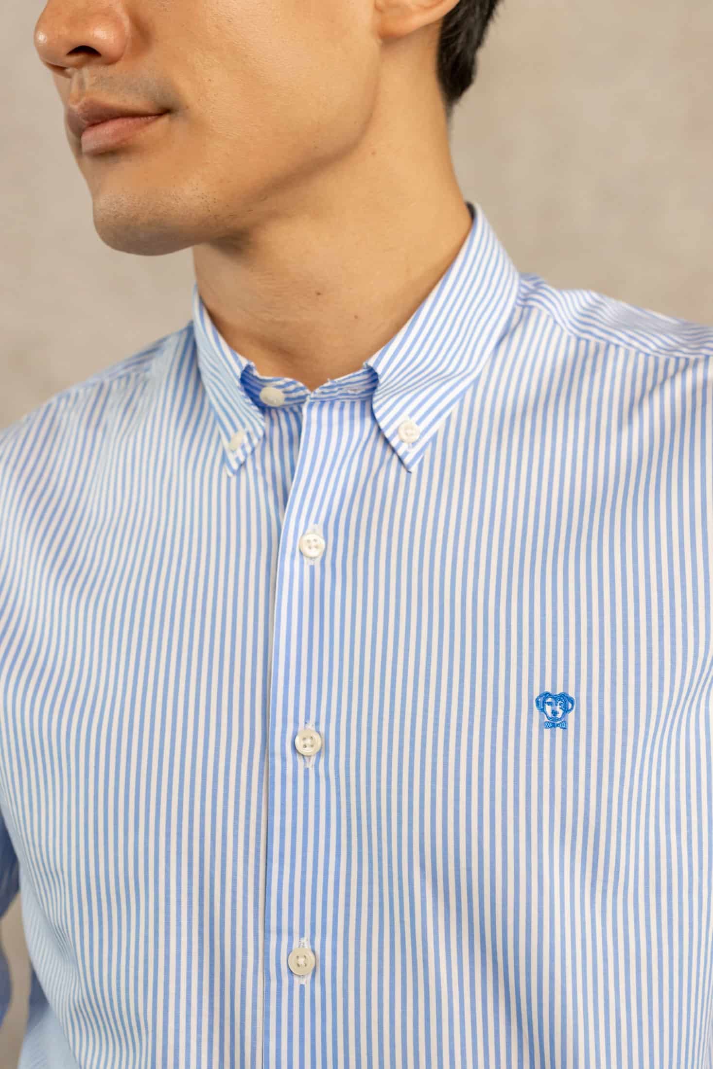 Camisa Antimanchas Popelina Rayas Azul Yale - miniatura 3