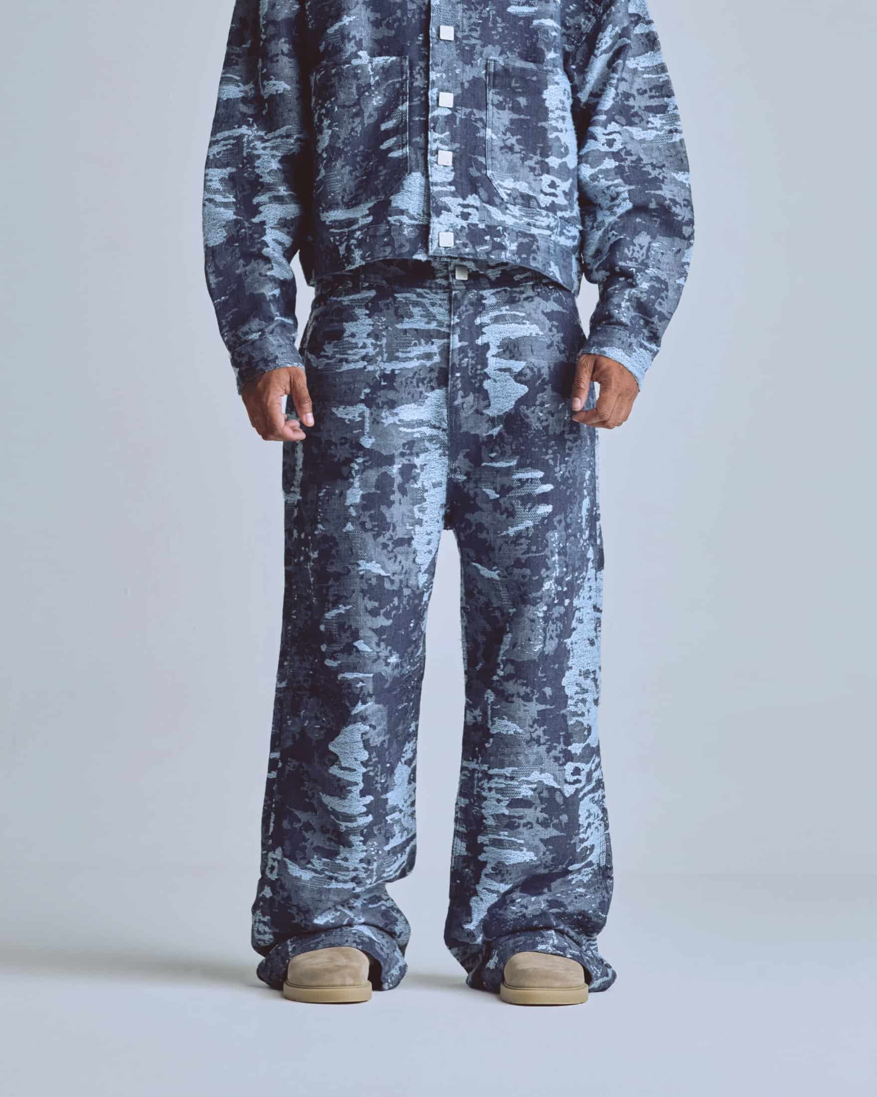Capsule Basic Jacquard Wide Jeans Cammo Blue - miniatura 2