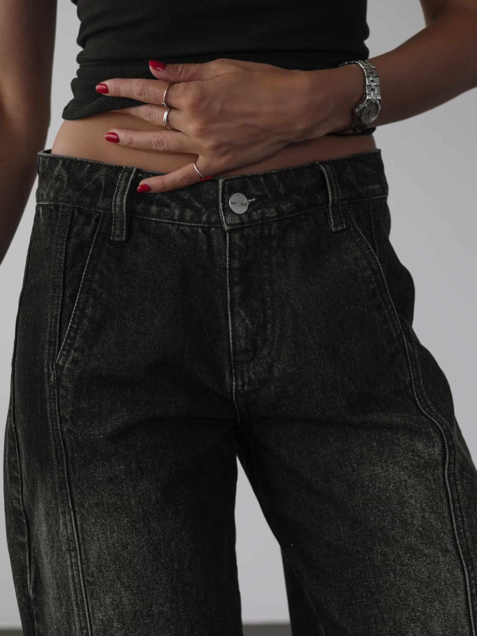 SQUARED CUFF JEAN - BLACK PEPPER - miniatura 7