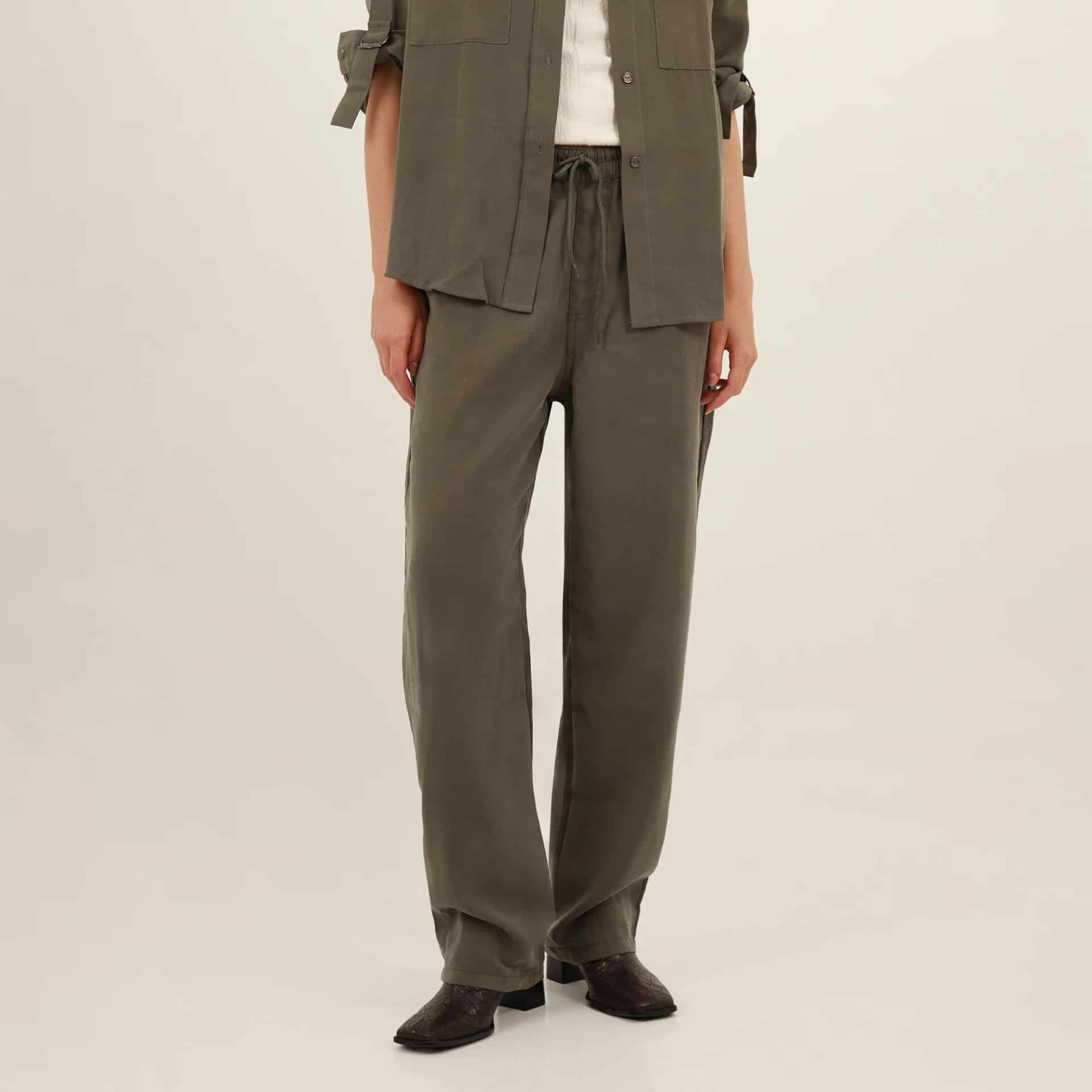 Pantalón bota recta con elastico en cintura y cordón - miniatura 6
