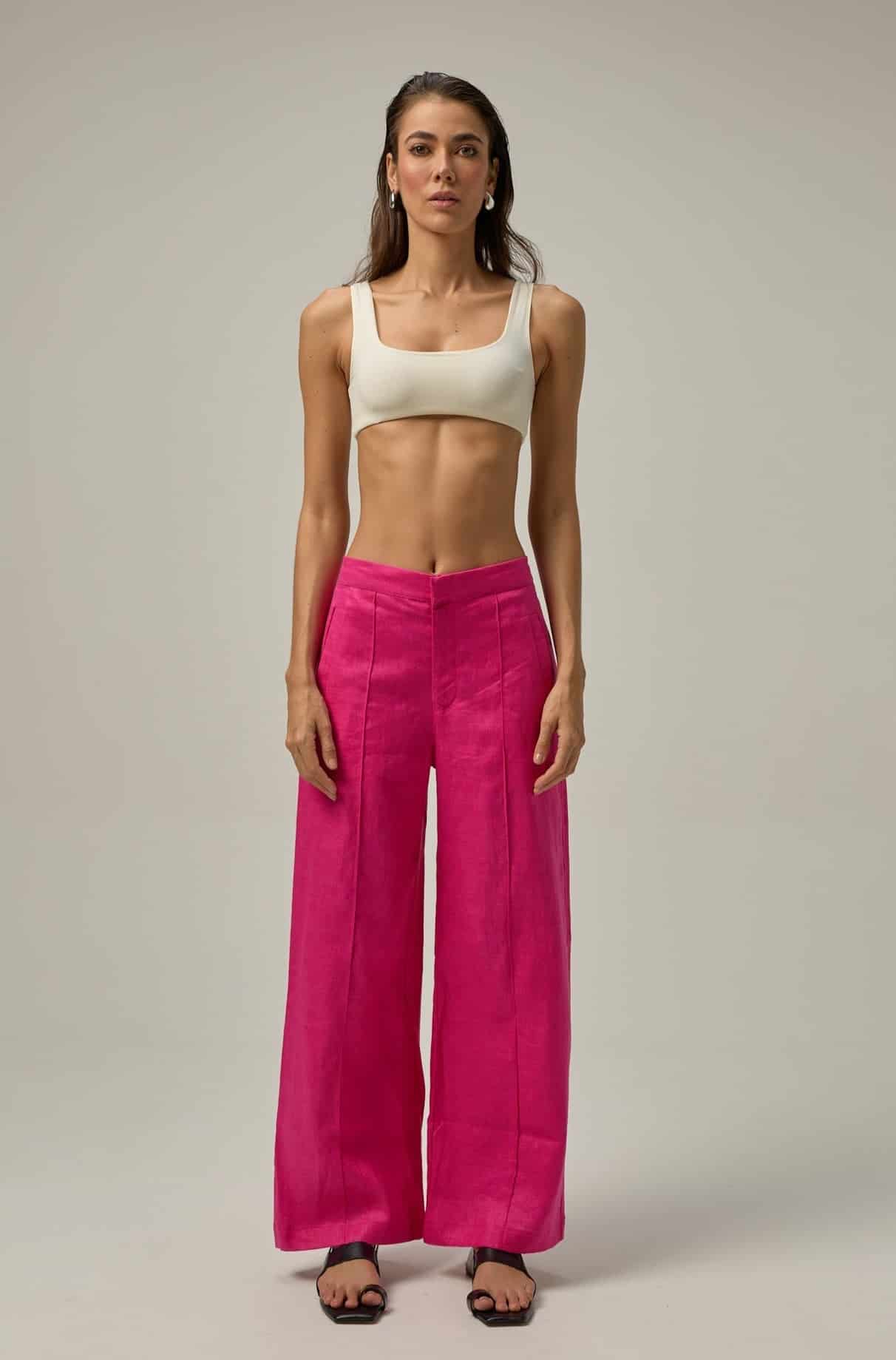Pantalón Serre de lino | rosado Hot Pink - miniatura 1