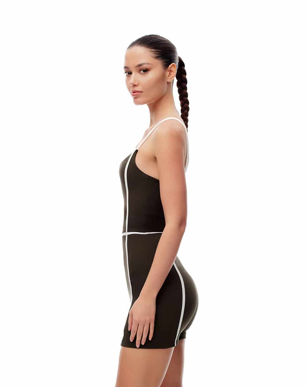 Enterizo deportivo secado rápido chocolate mujer - miniatura 4