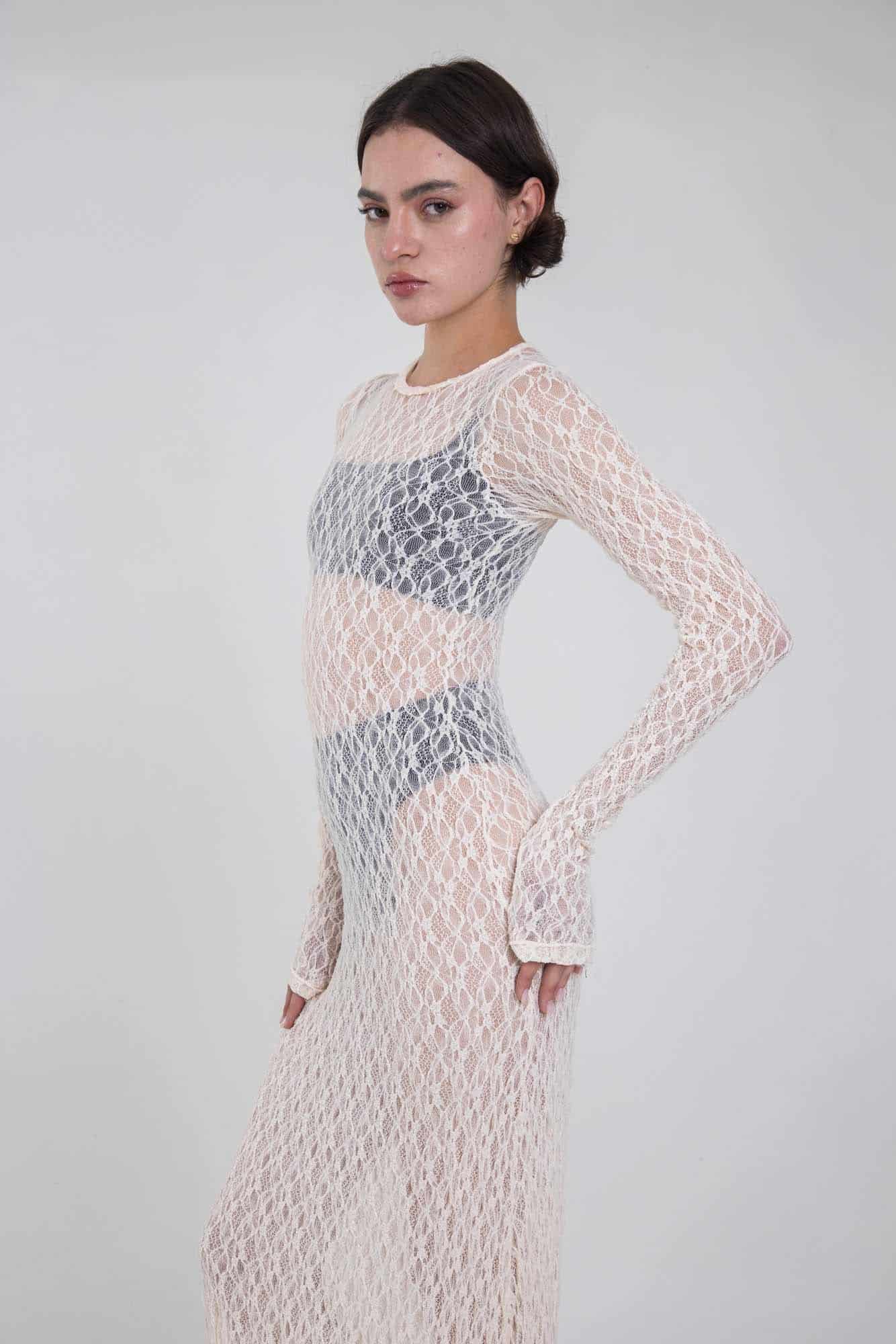 SERENA MARFIL LACE DRESS - miniatura 6