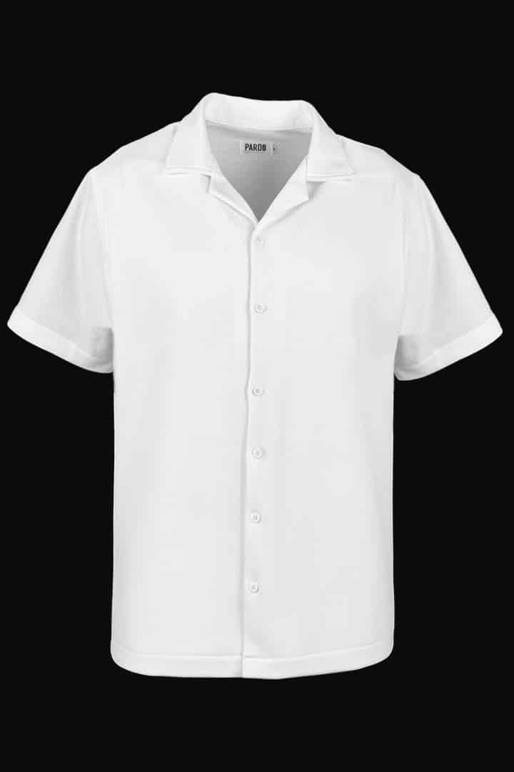 Camisa tejida mini rombos marfil - miniatura 1
