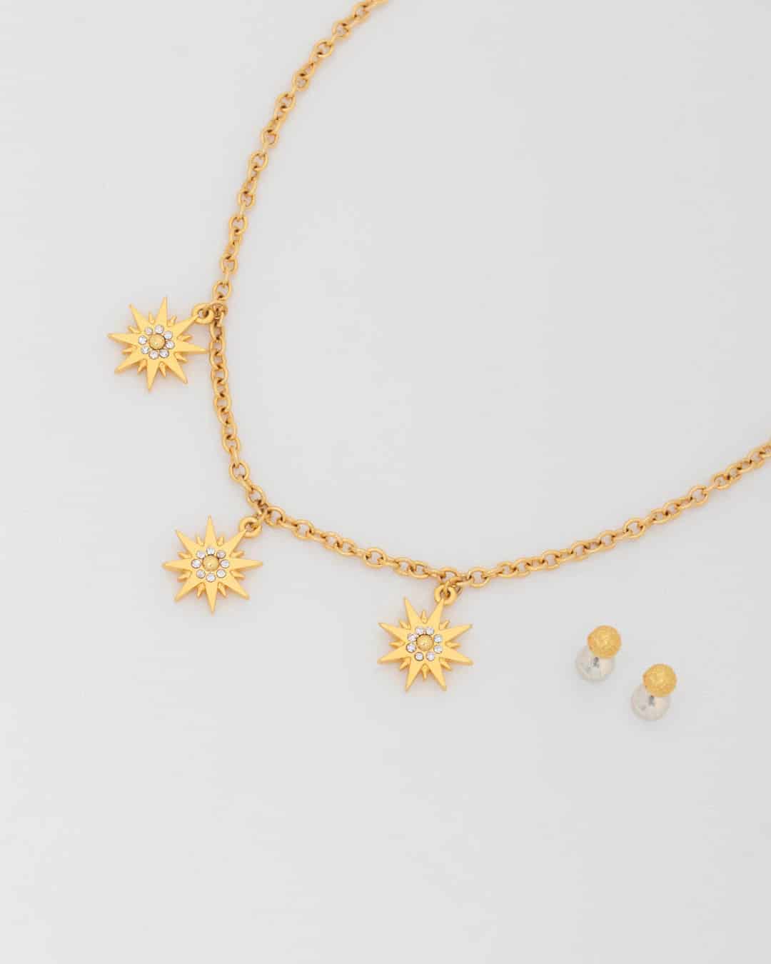 Collar Multicharms Estrellas Cristal + Aretes - miniatura 2