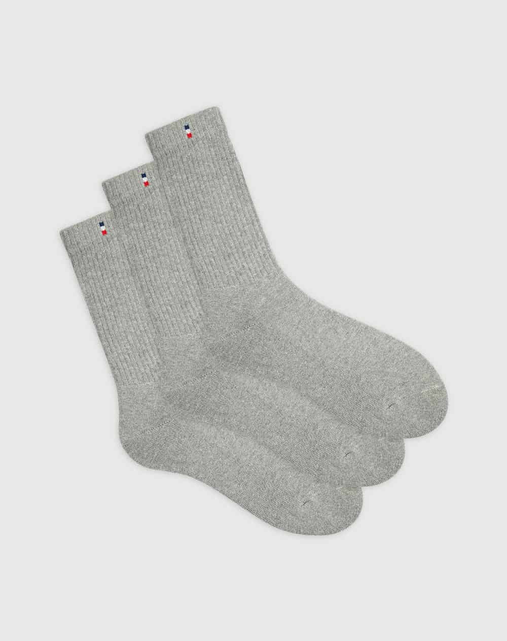 Medias hombre largas acolchadas pack x3 grises - miniatura 1