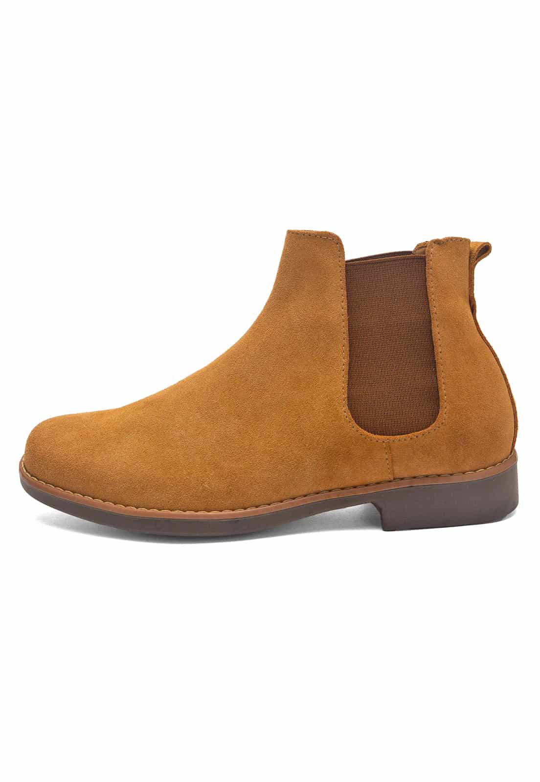Botines chelsea camel en gamuza. - miniatura 2
