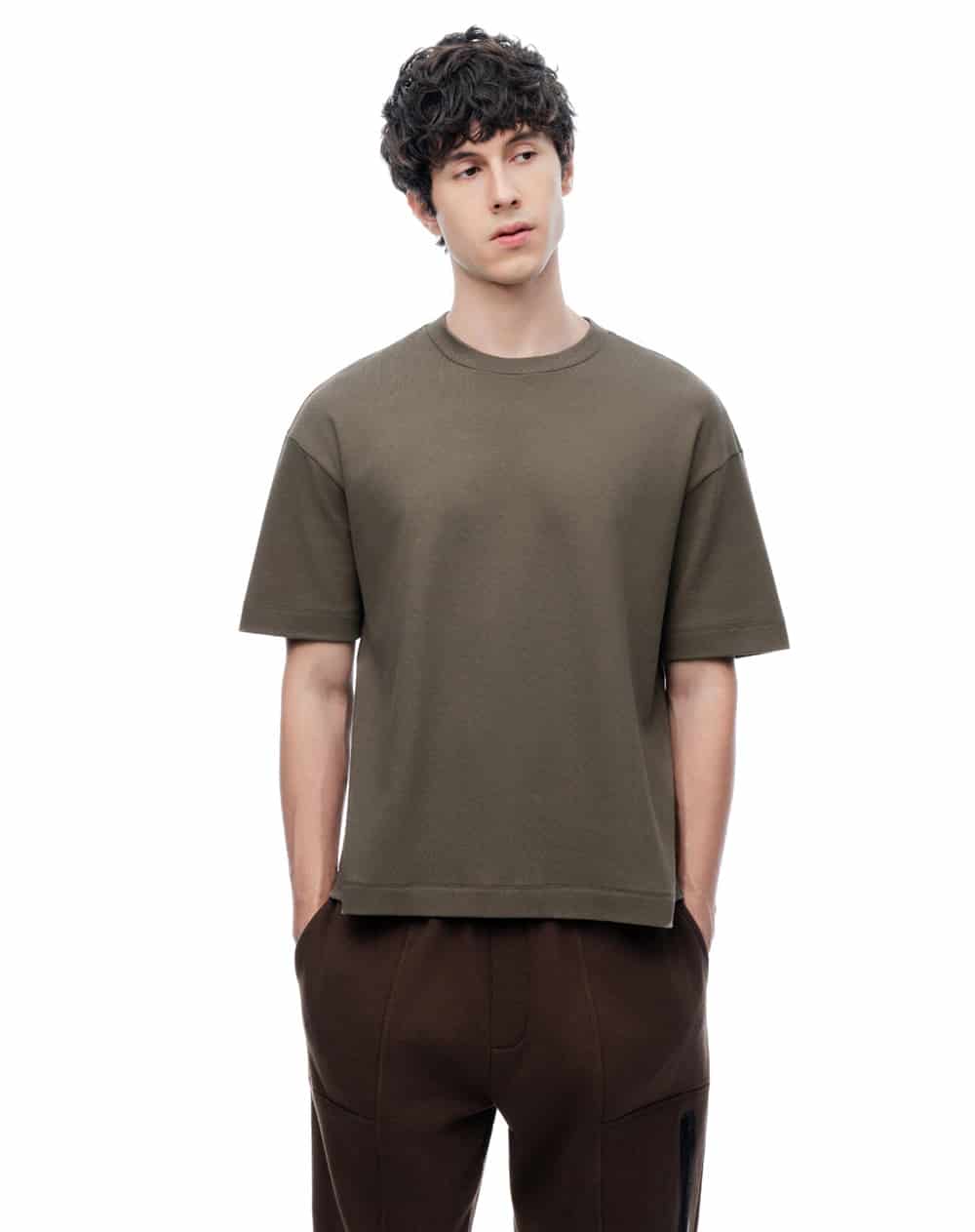 Camiseta manga corta regular café hombre - miniatura 3