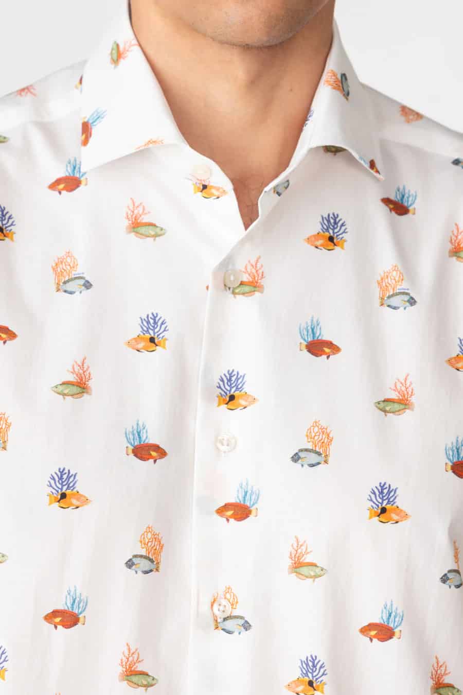 Men's cotton shirt white vanicoro - miniatura 5