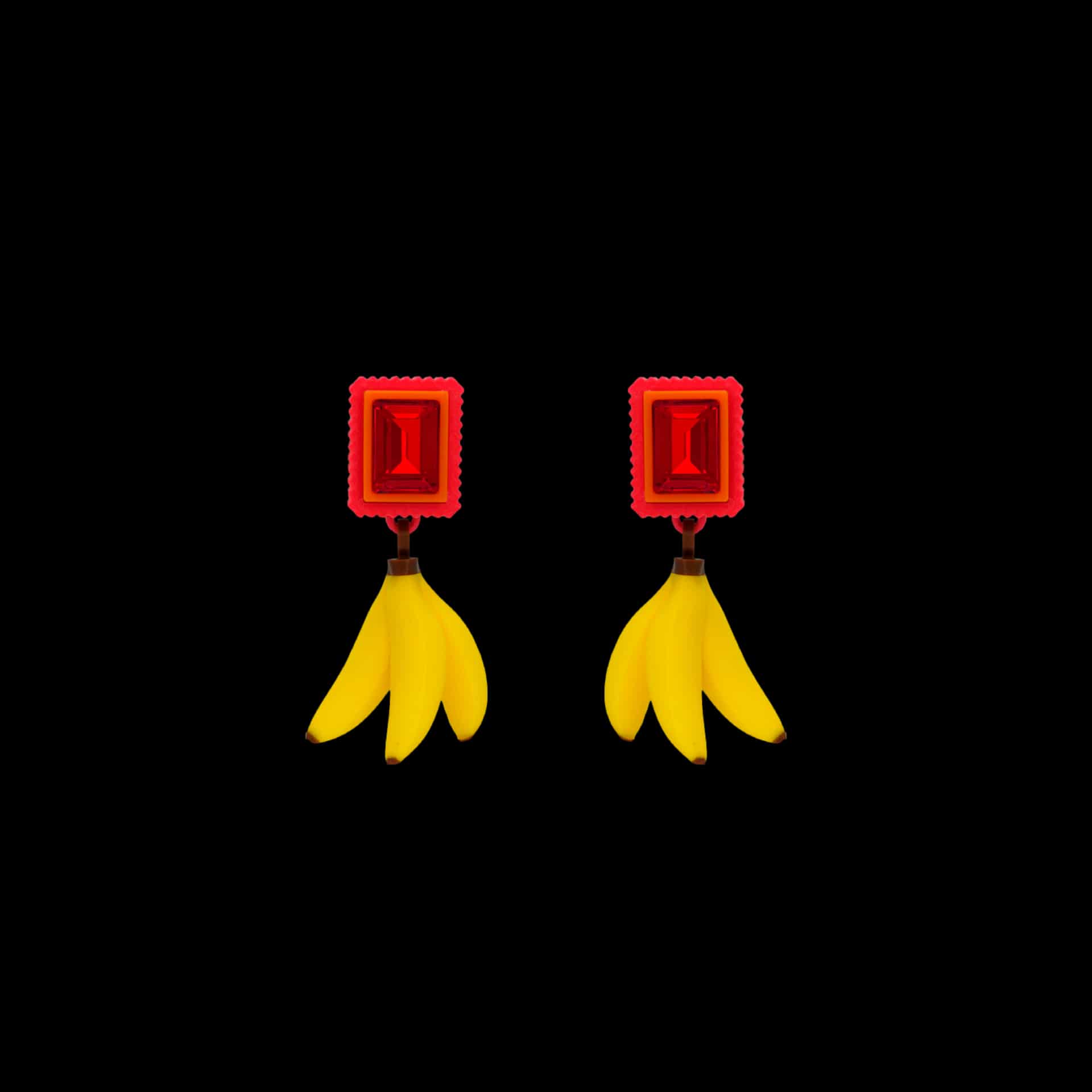 ARETES CRISTAL CON DIJE DE BANANO - miniatura 1