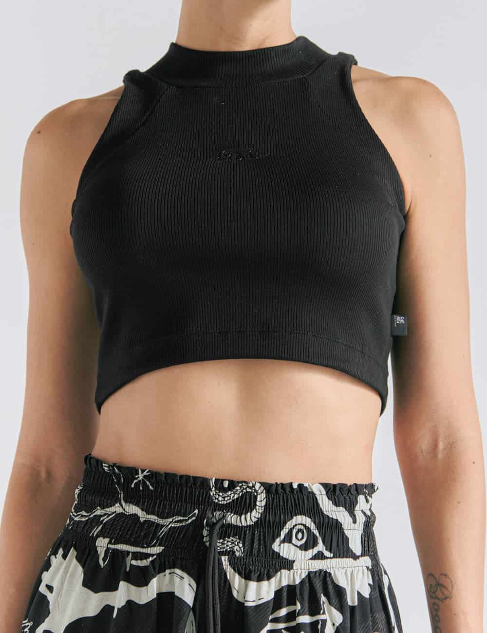 Crop Top Raglan  negro Mujer - miniatura 5