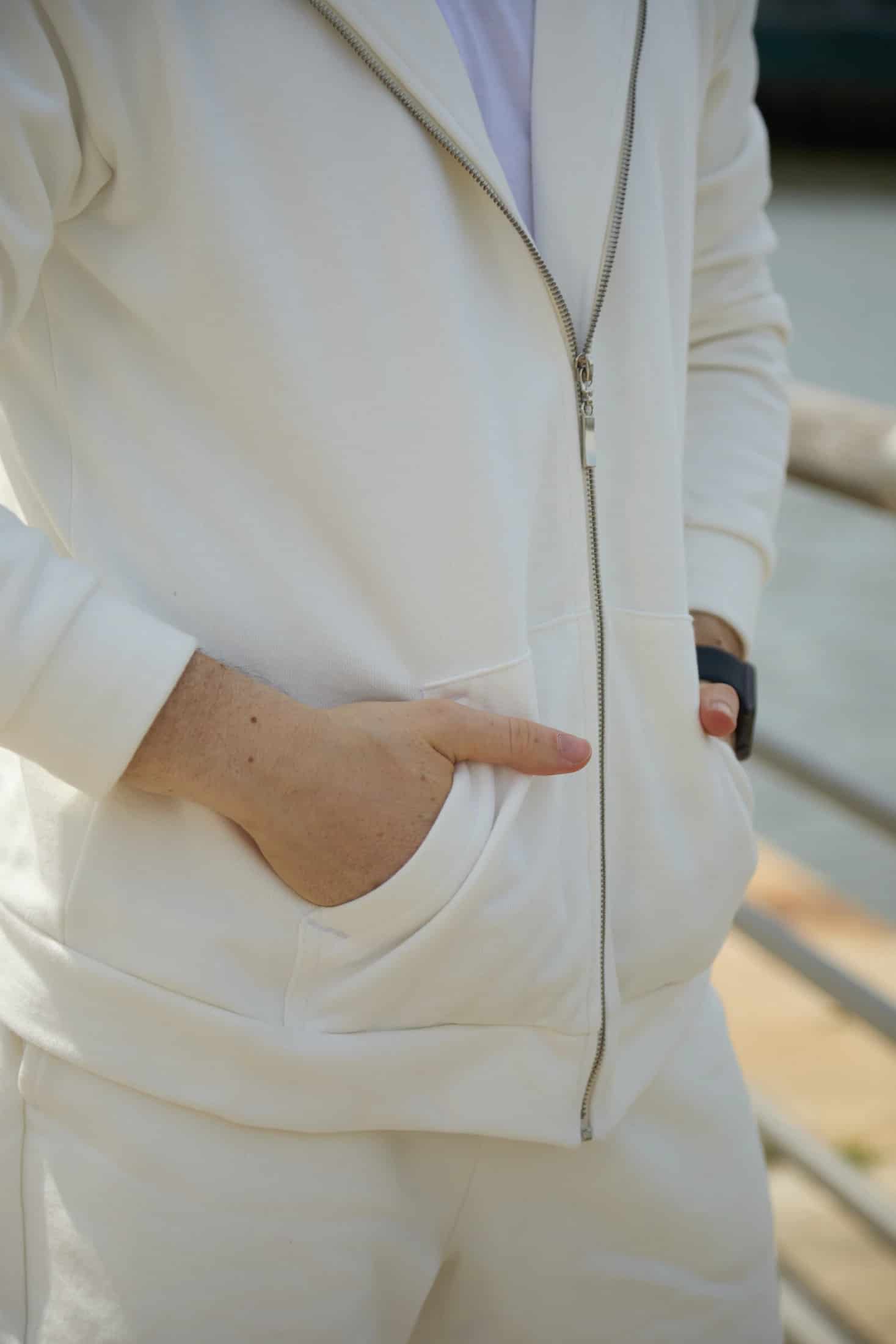 HOODIE DE CREMALLERA CREMA - UNISEX - miniatura 7