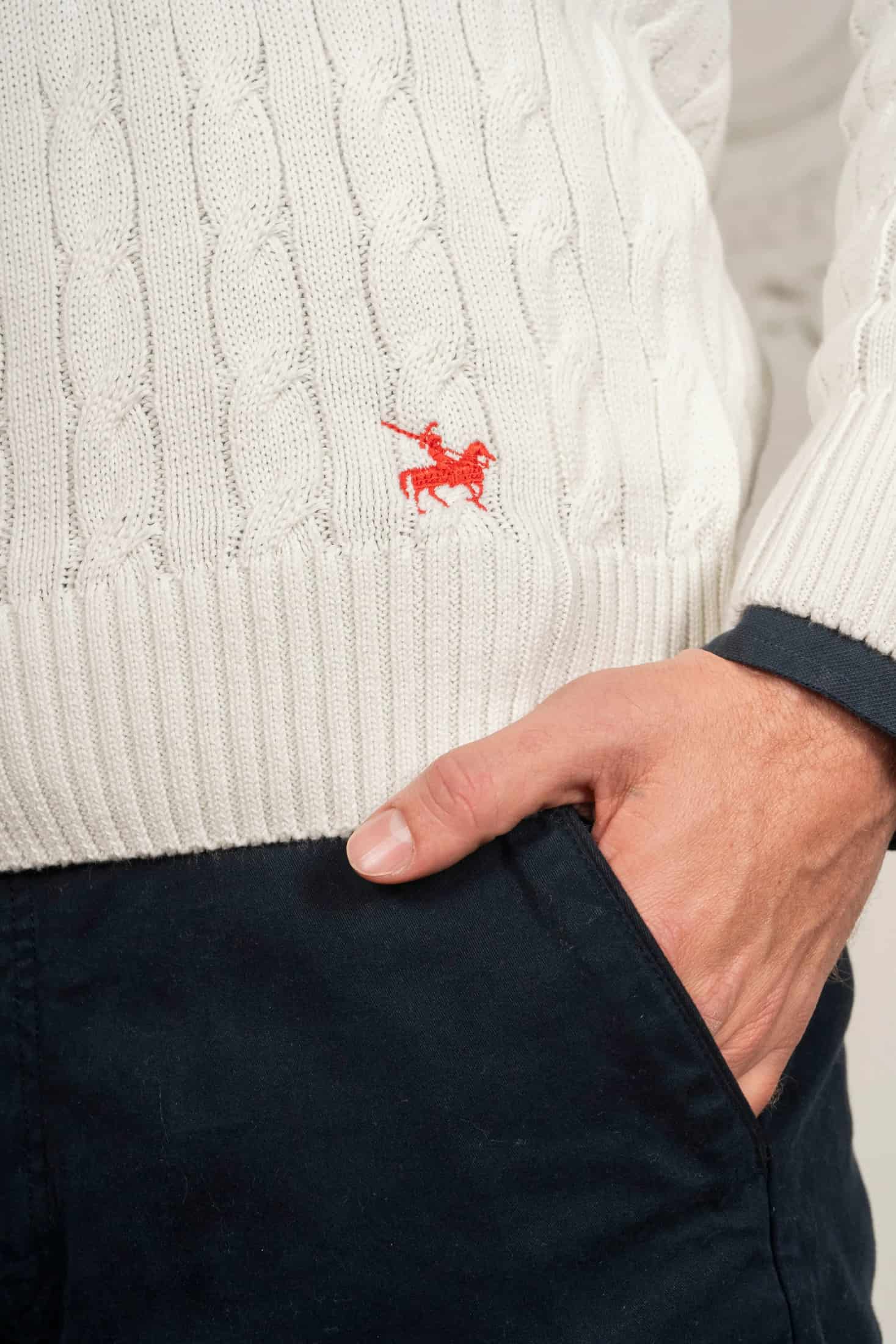 Suéter Halfzip Trenzado Hombre Hueso - miniatura 3