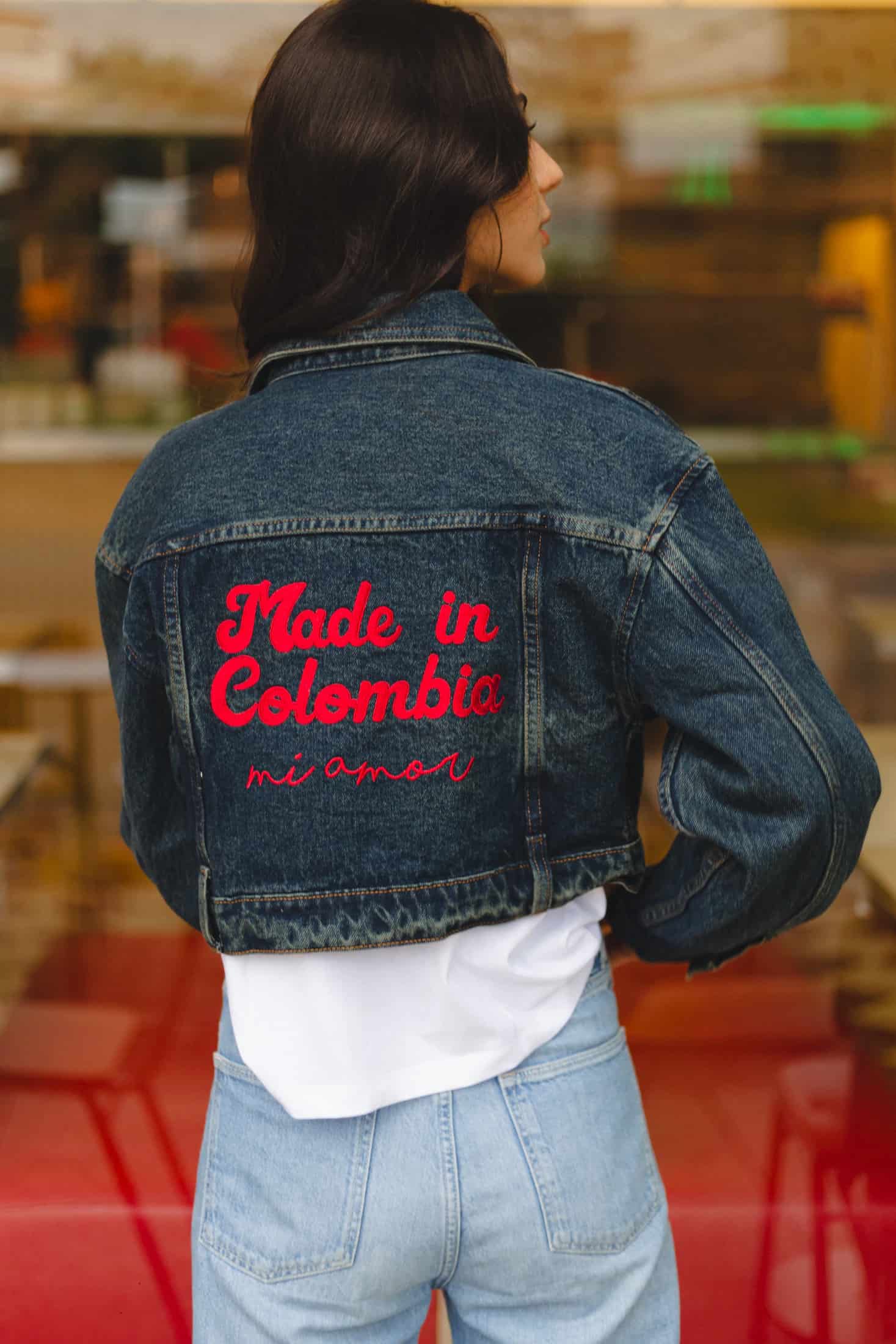 Made In Colombia Mi Amor Embroidered Denim Jacket - miniatura 2