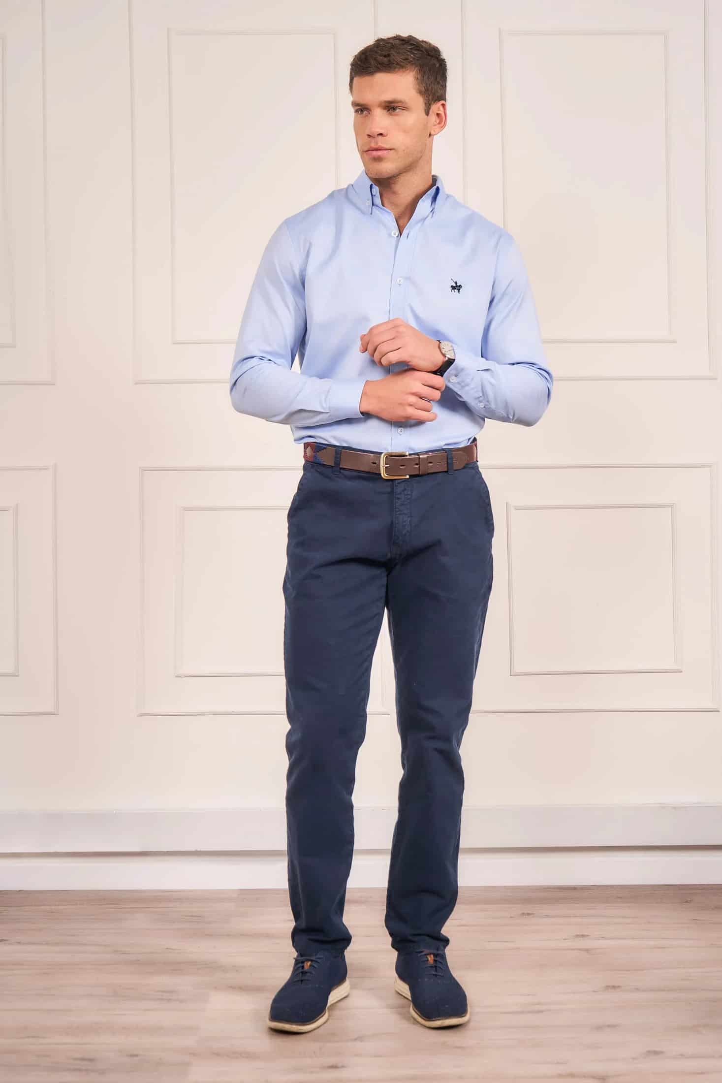 Camisa No Iron Hombre Azul clara - miniatura 3