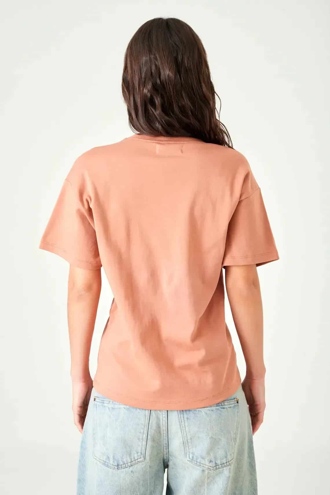 Camiseta relaxed fit manga corta en terracota para mujer - miniatura 9