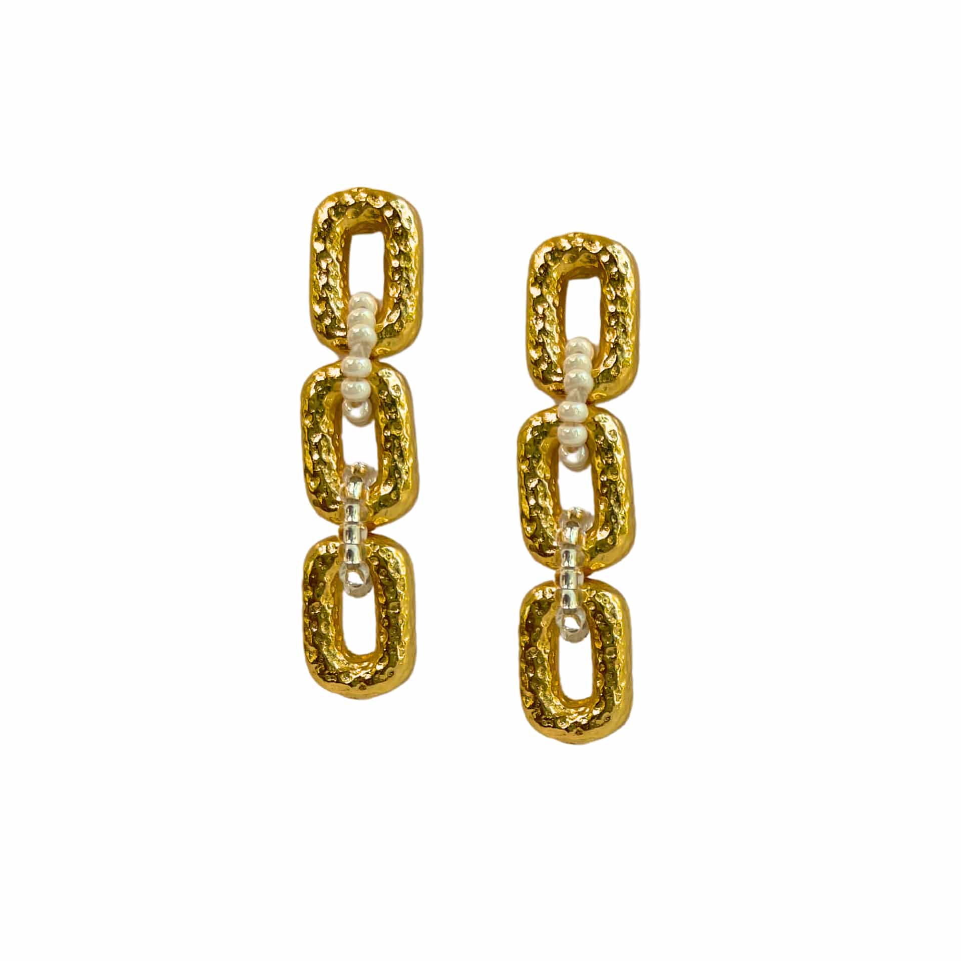 Connected Mini Link Beaded Earrings - miniatura 10