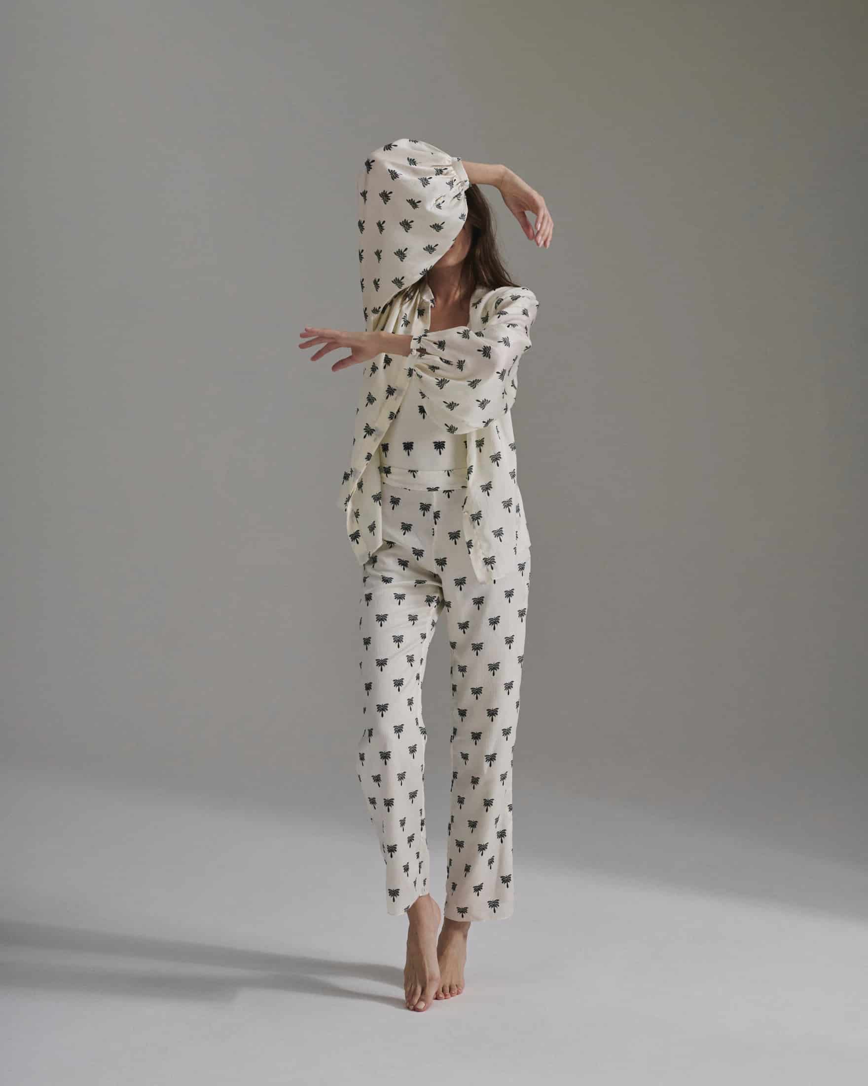 Don Simon Martellato Silk Shirt / Ivory - Black Polka Palms - miniatura 2
