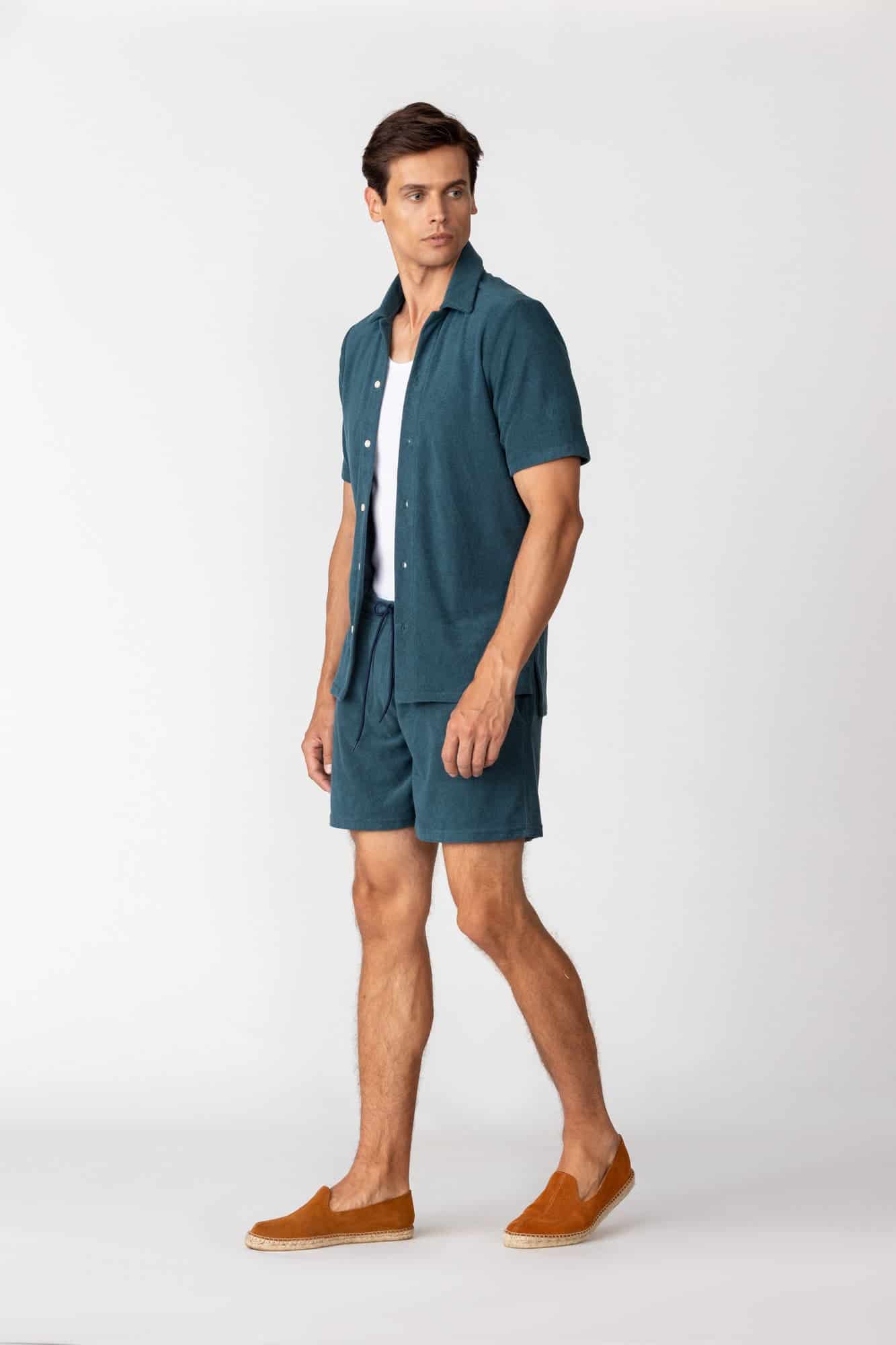 Men's hemp shirt petrol green - miniatura 1