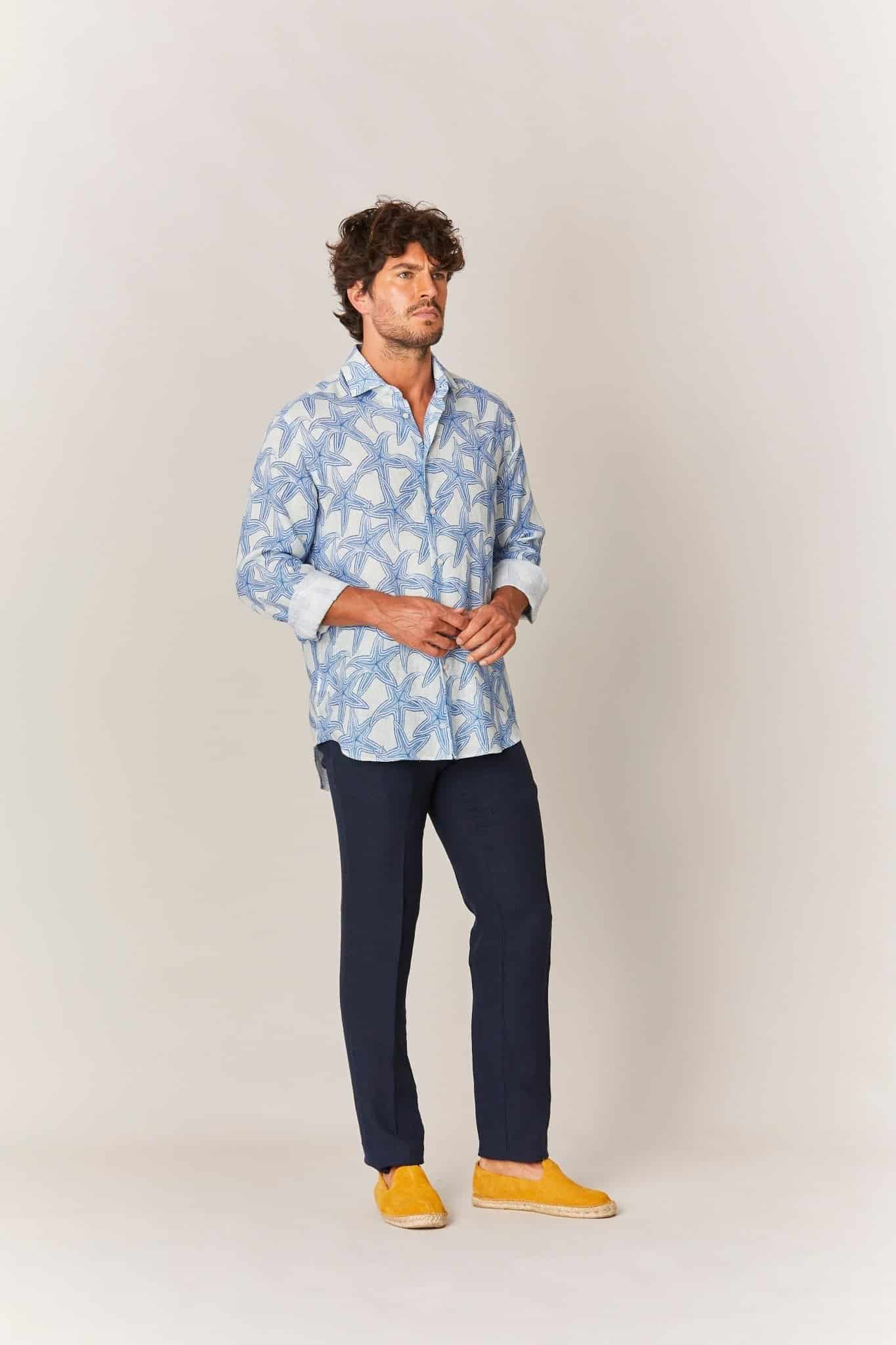 Men's linen shirt white stella - miniatura 3