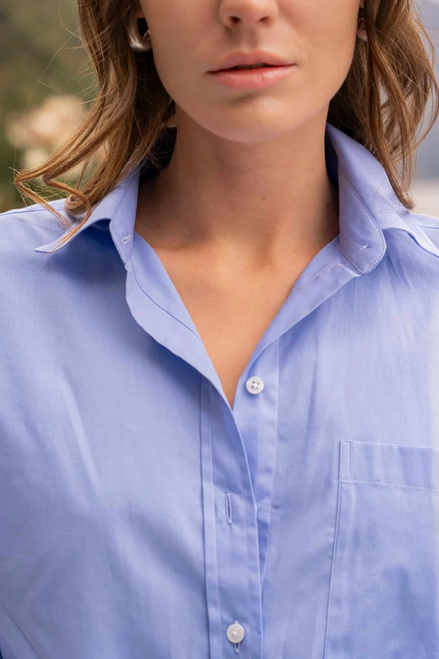 Camisa Oversized Pocket Mujer Azul Claro - miniatura 10