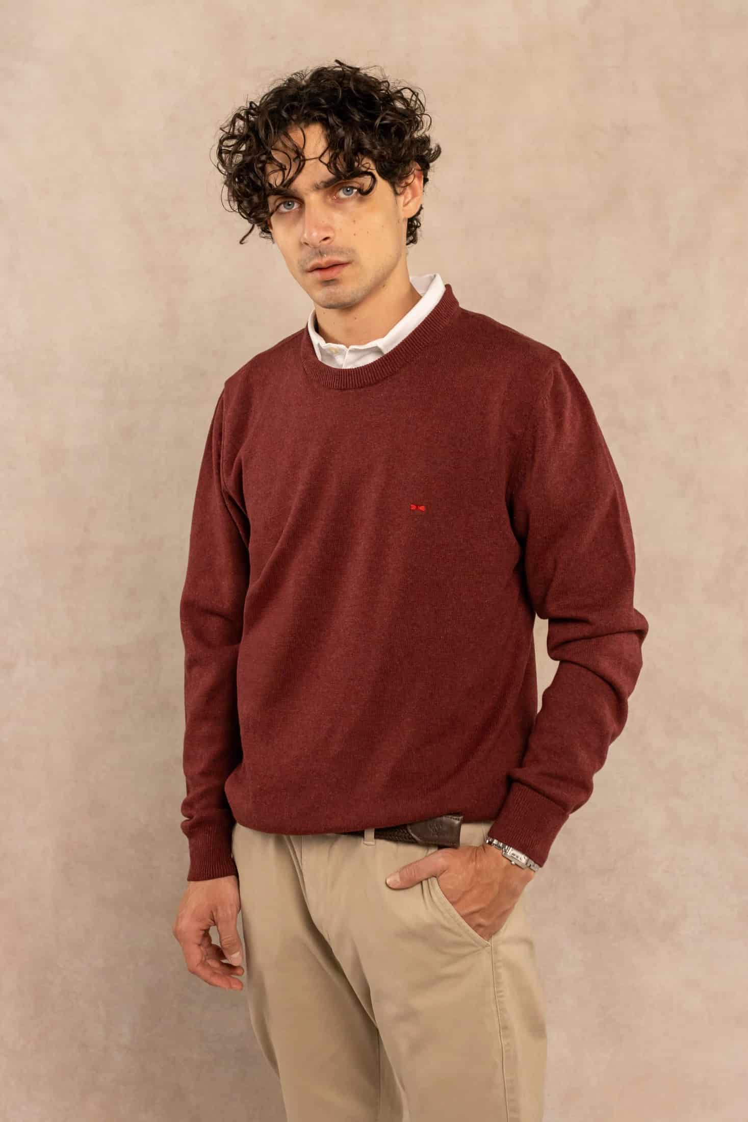 Sueter Algodon Peinado Cuello Redondo Vintage Wine - miniatura 1