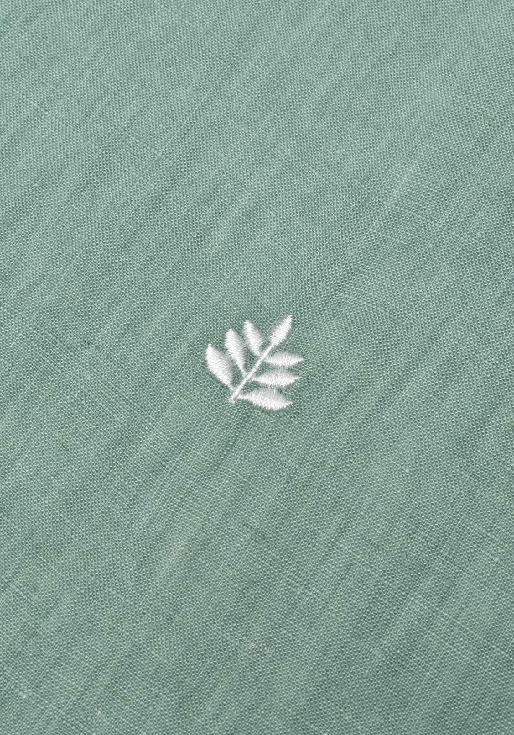 Camisa Lino Cuello Francés Verde Medio L-Bla - miniatura 5