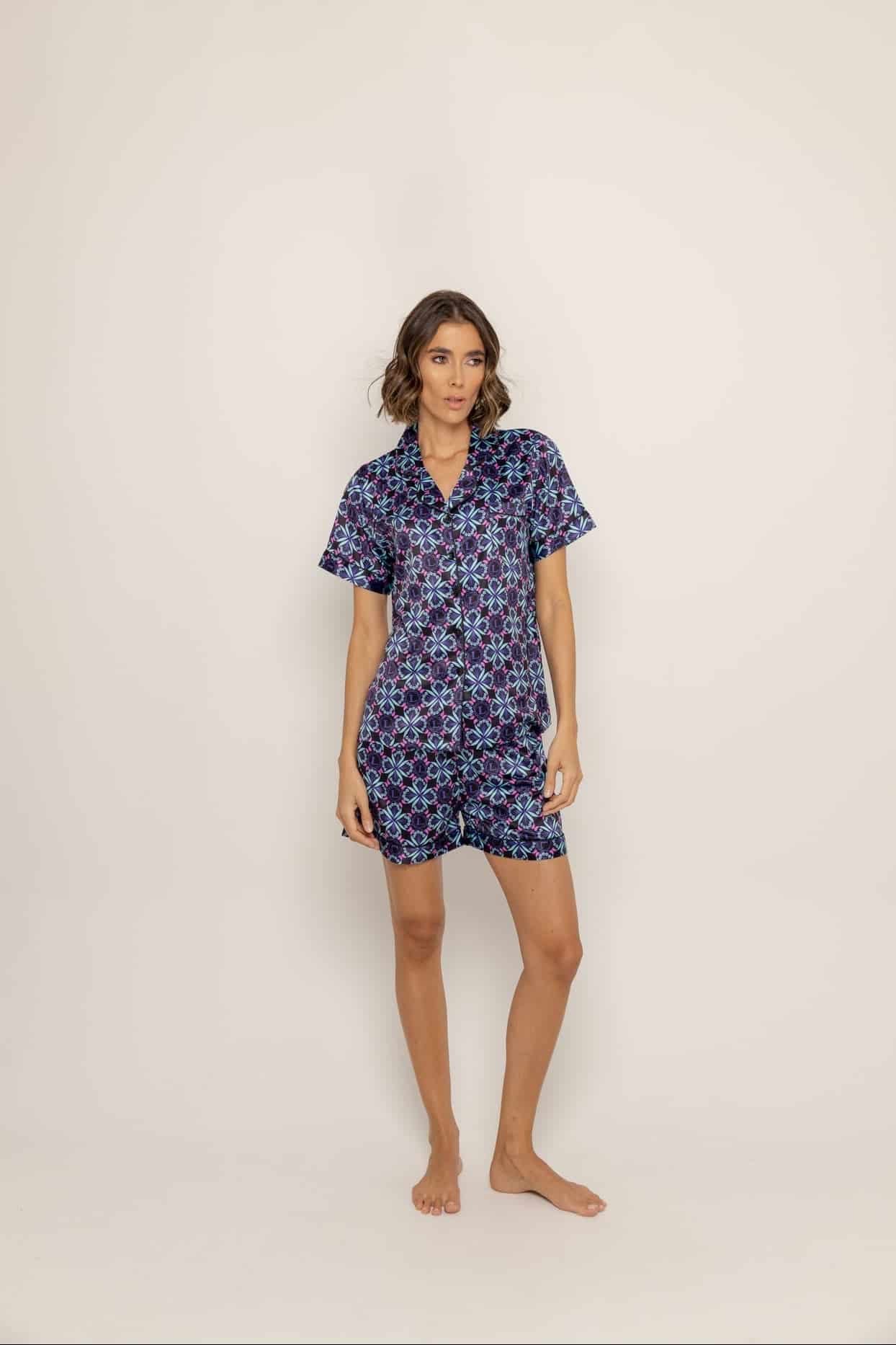 Conjunto short bohemio azul - miniatura 2