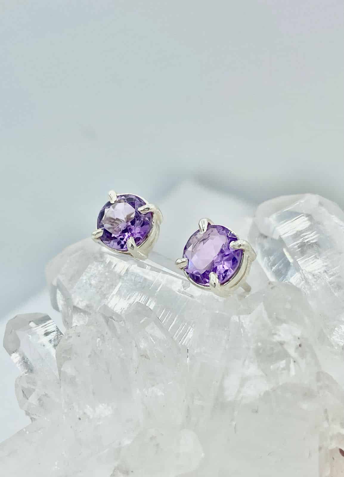 Aretes Amatista redondos - miniatura 1