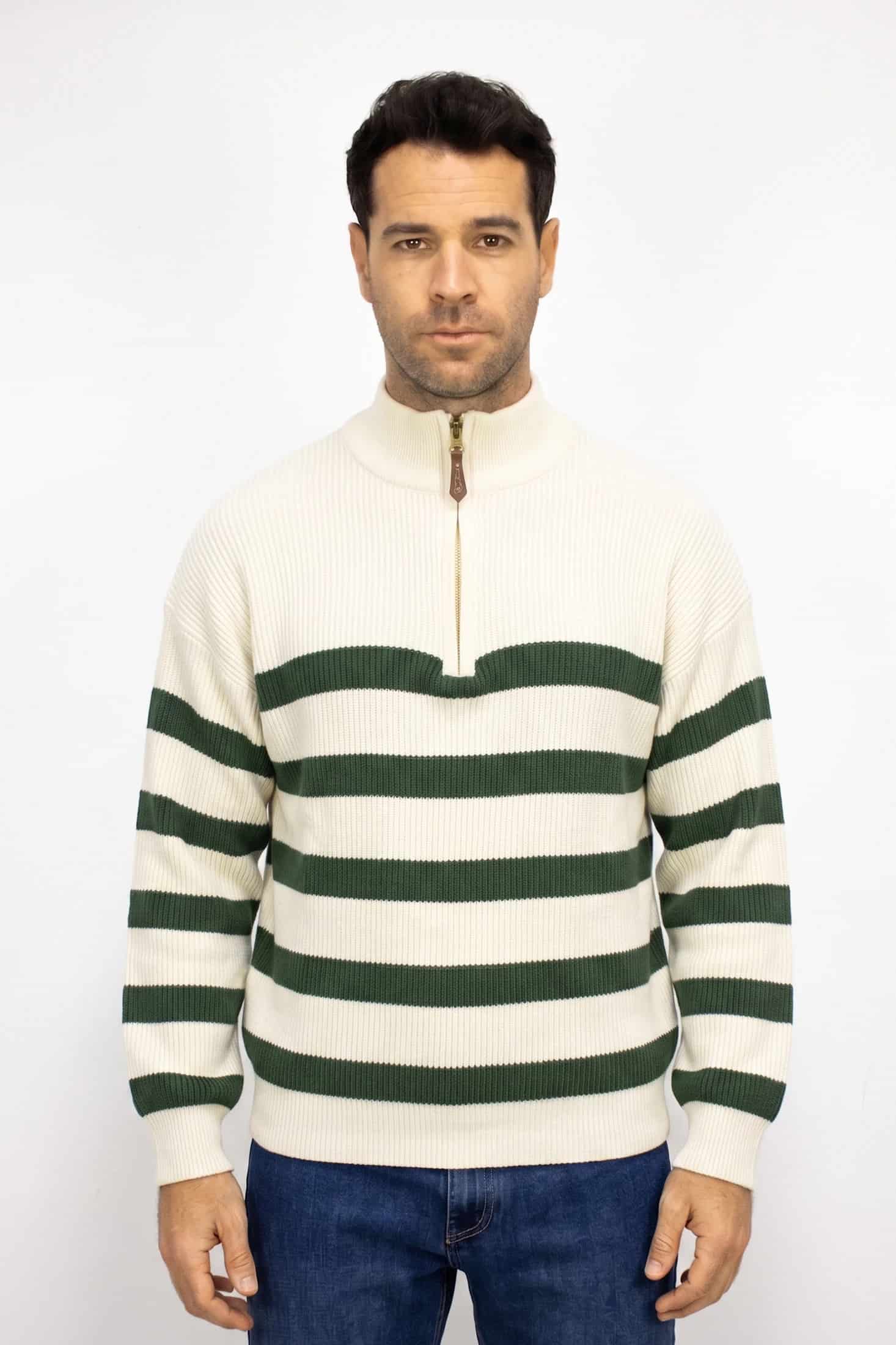 SACO DE RAYAS VERDE CON CIERRE PARA HOMBRE - miniatura 3