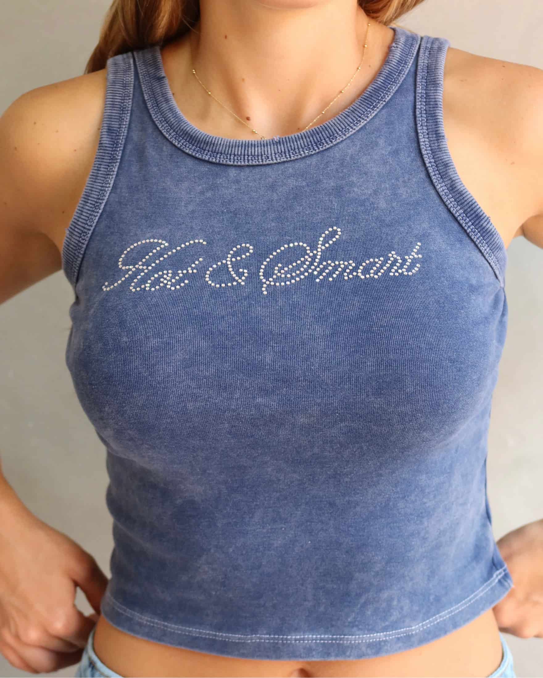 TANK TOP HOT & SMART AZUL WASHED - miniatura 2