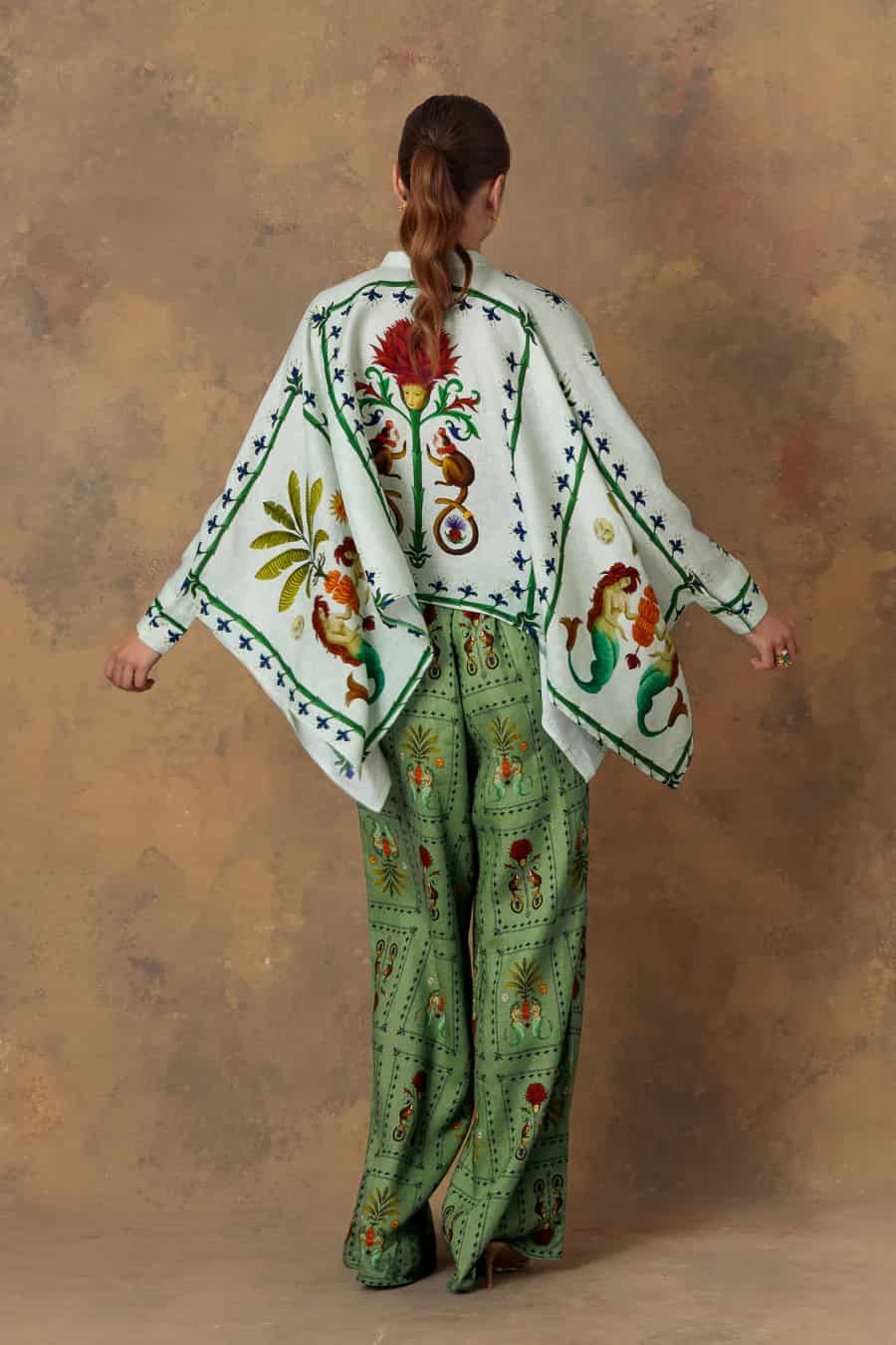 Women's pants linen dionisio green - miniatura 5