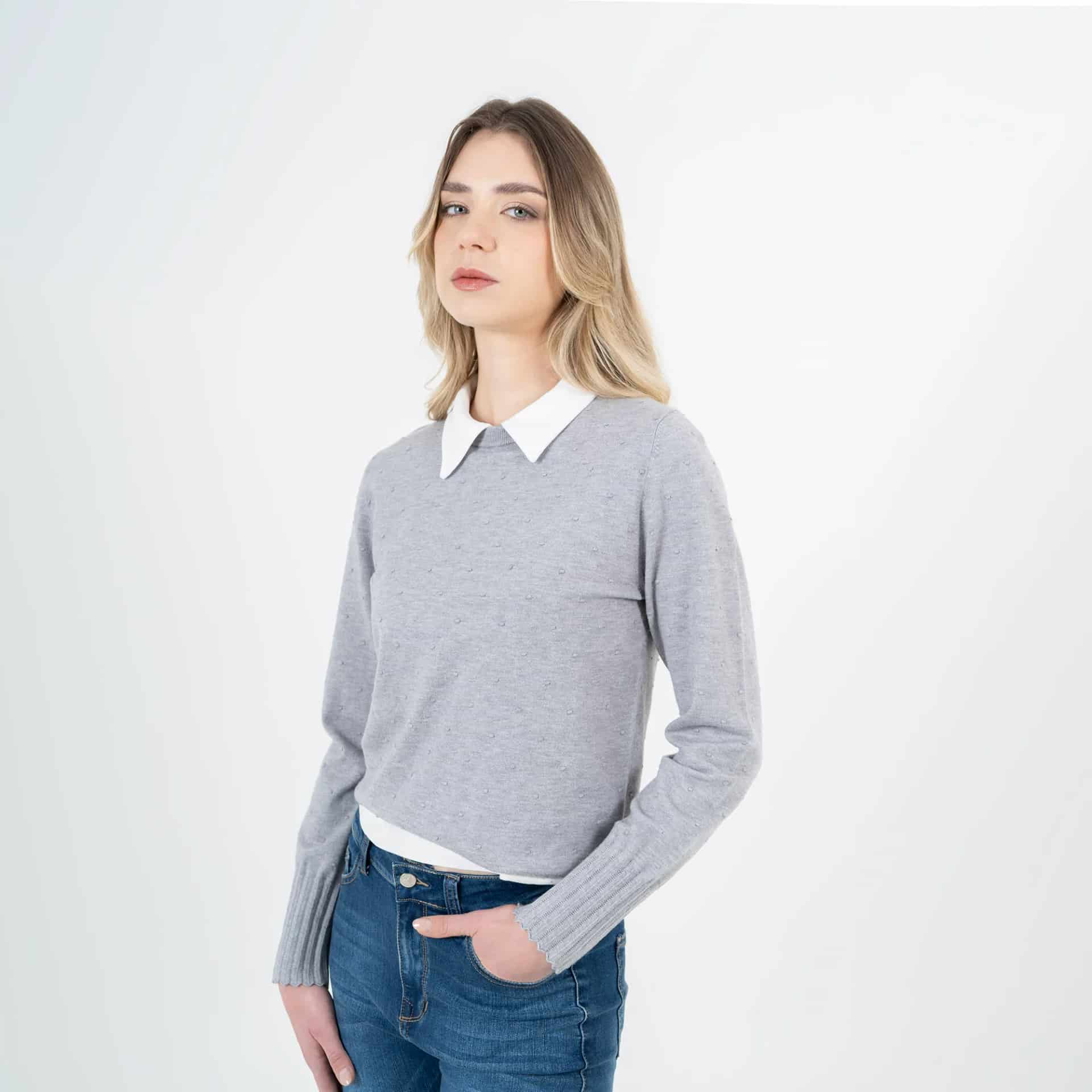 Sweater textura pepas cuello redondo manga larga - miniatura 7