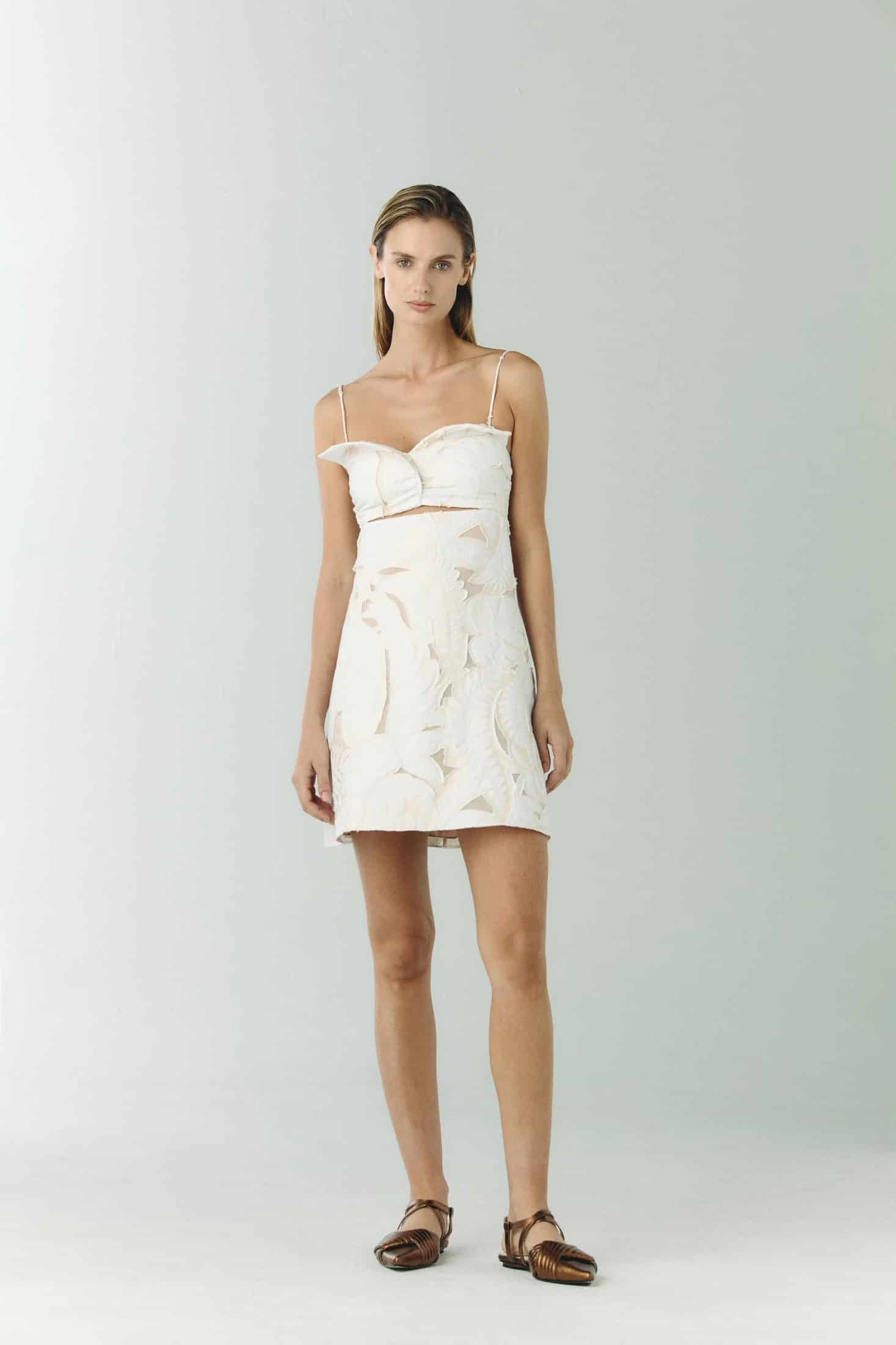 Victoria Jacquard Coupe Mini Dress / Ecru - miniatura 1