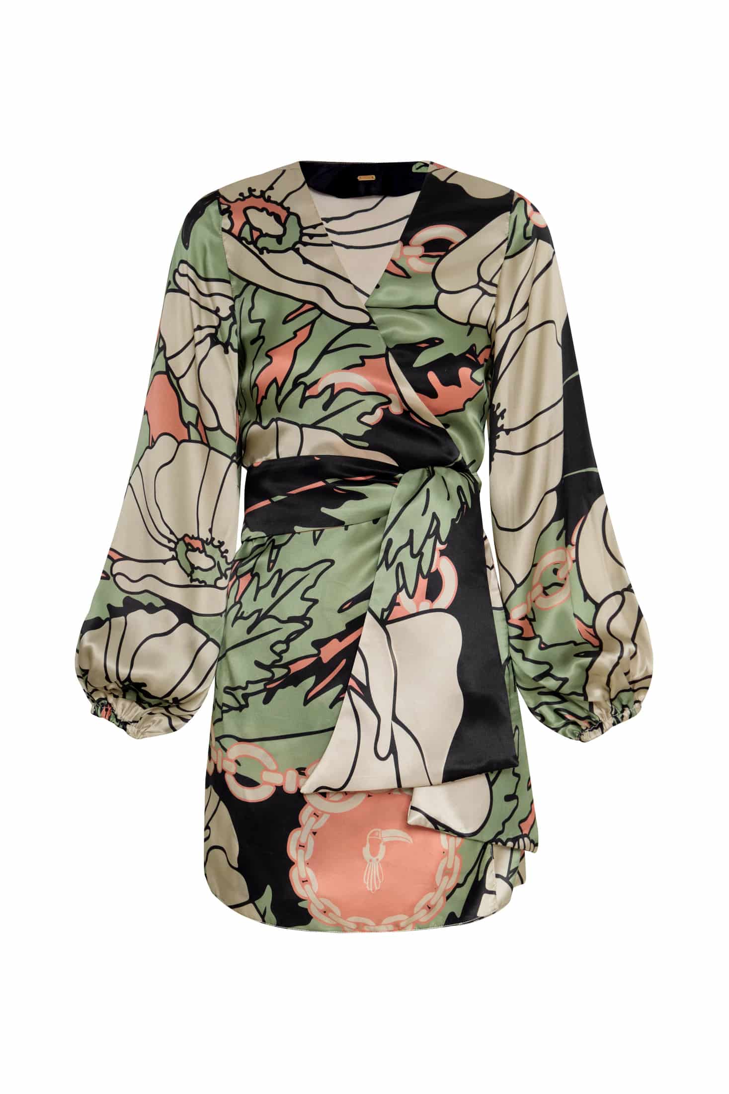 Tertulia Satin Silk Mini Dress / Sage Gladiolos Garden - miniatura 1