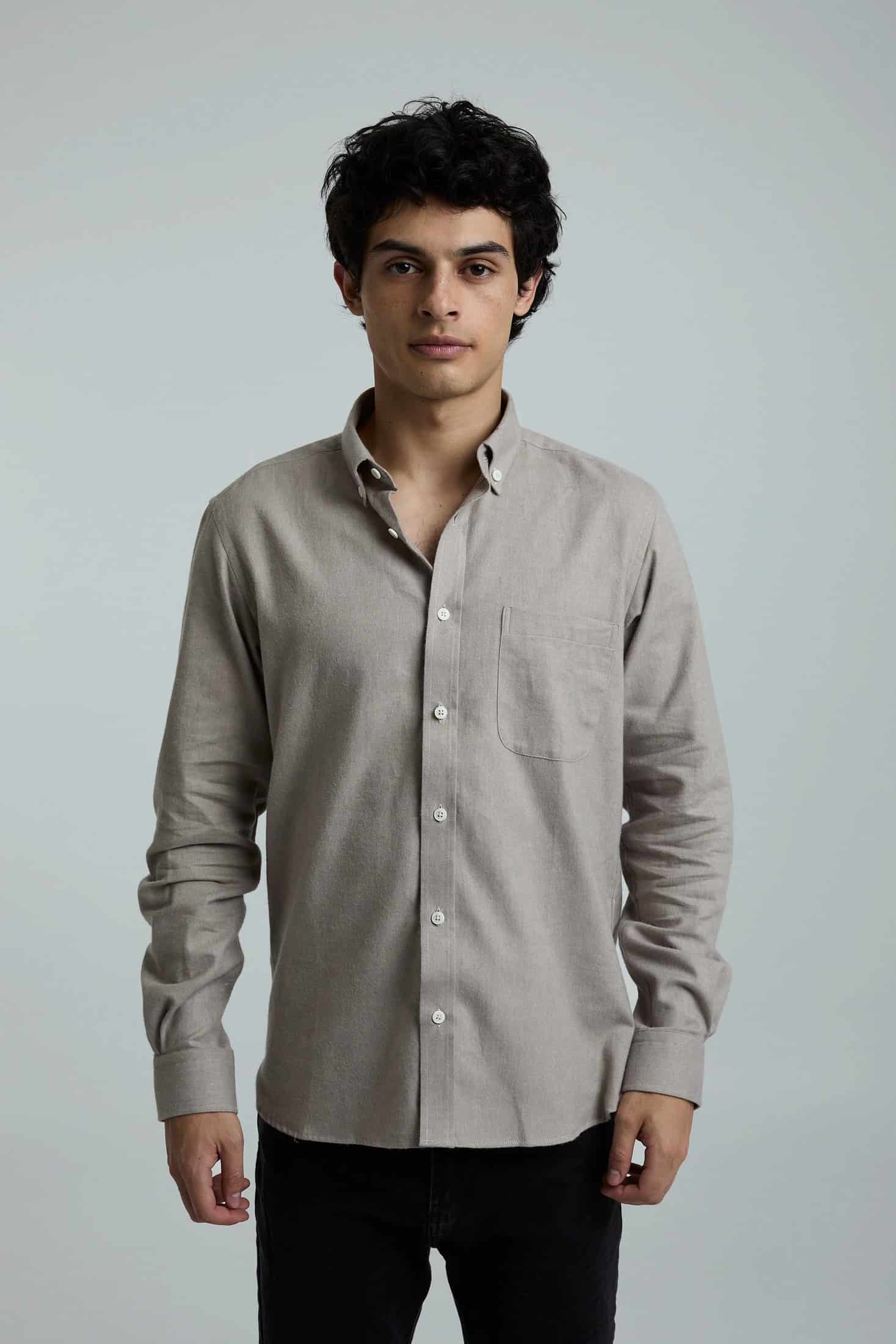 Camisa twill beige - miniatura 1